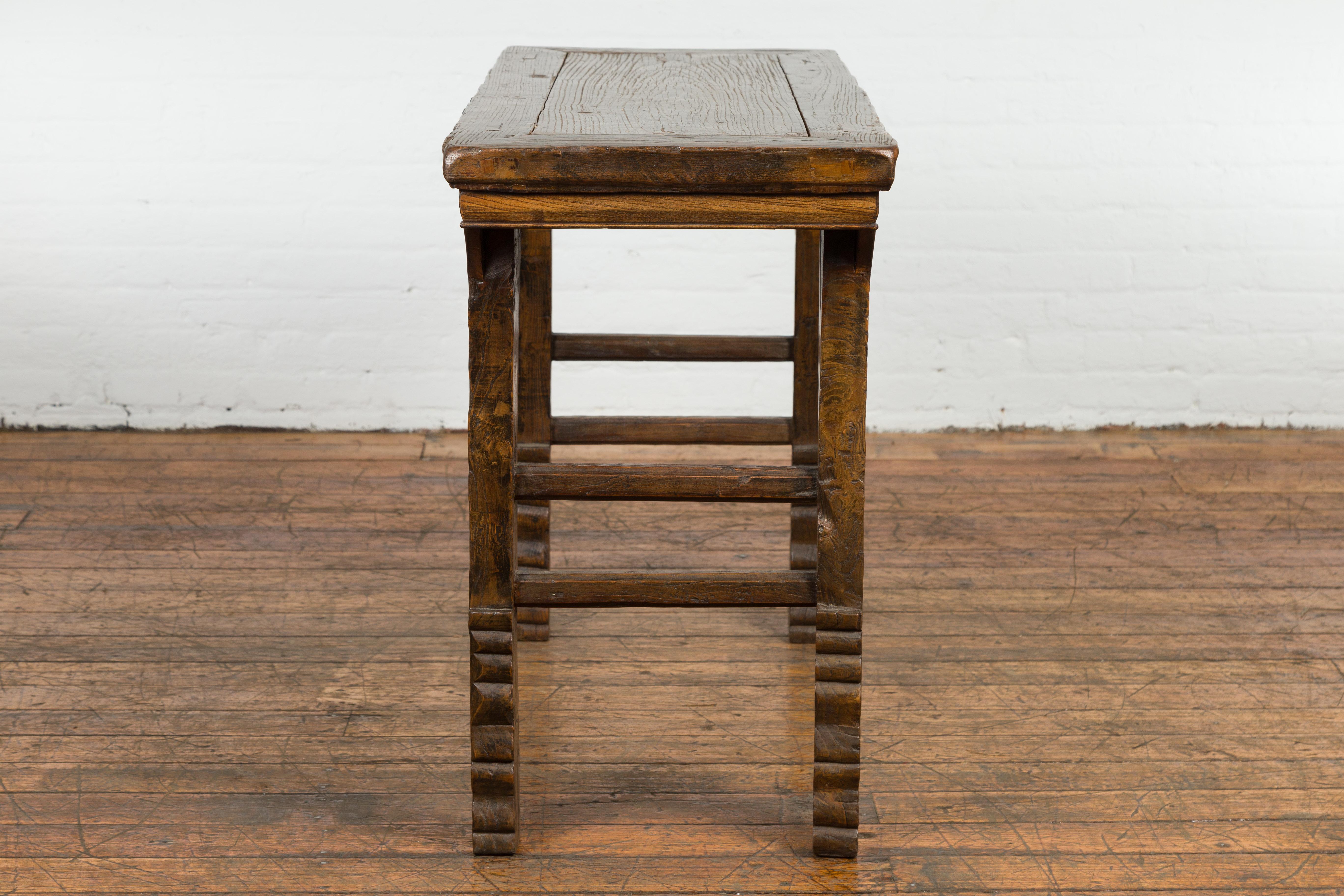 19th Century Antique Console Table with Textured Legs For Sale 8