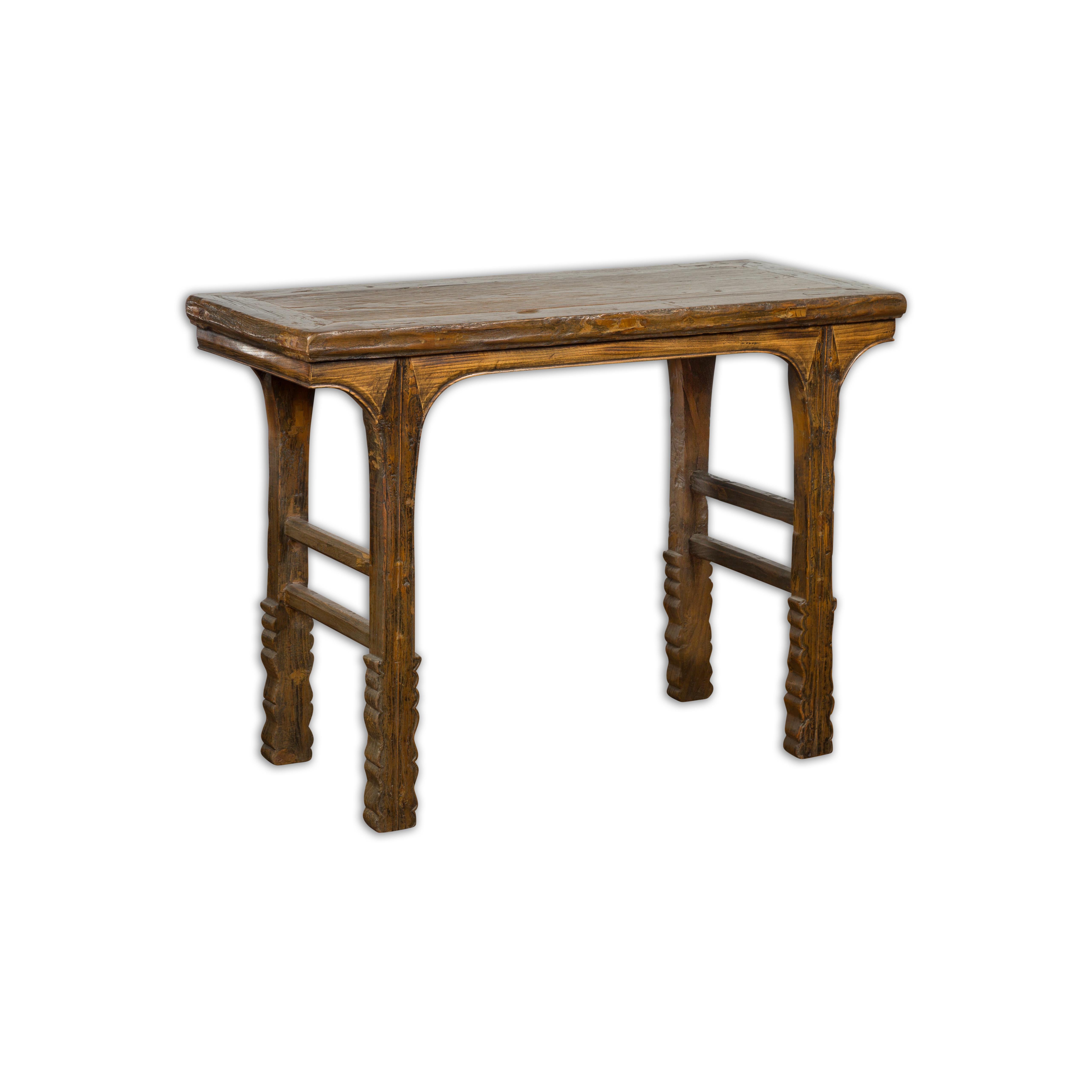 19th Century Antique Console Table with Textured Legs For Sale 9