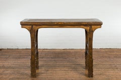 19th Century Antique Console Table with Textured Legs