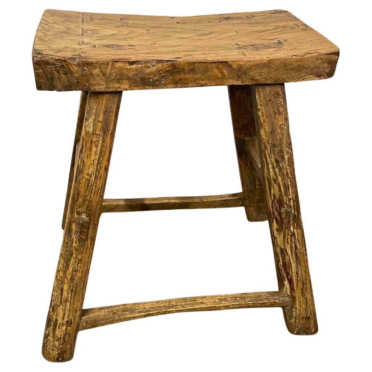 Rustic Chinese Stool For Sale