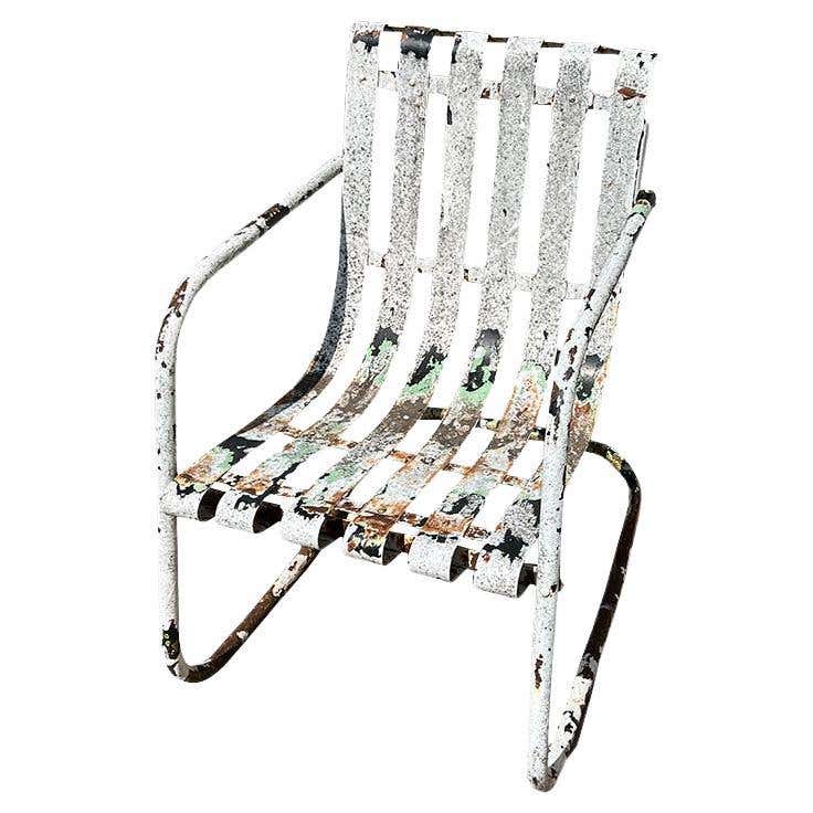 Mid-century Steel Shellback Springer Patio Outdoor Lounge Chair For ...