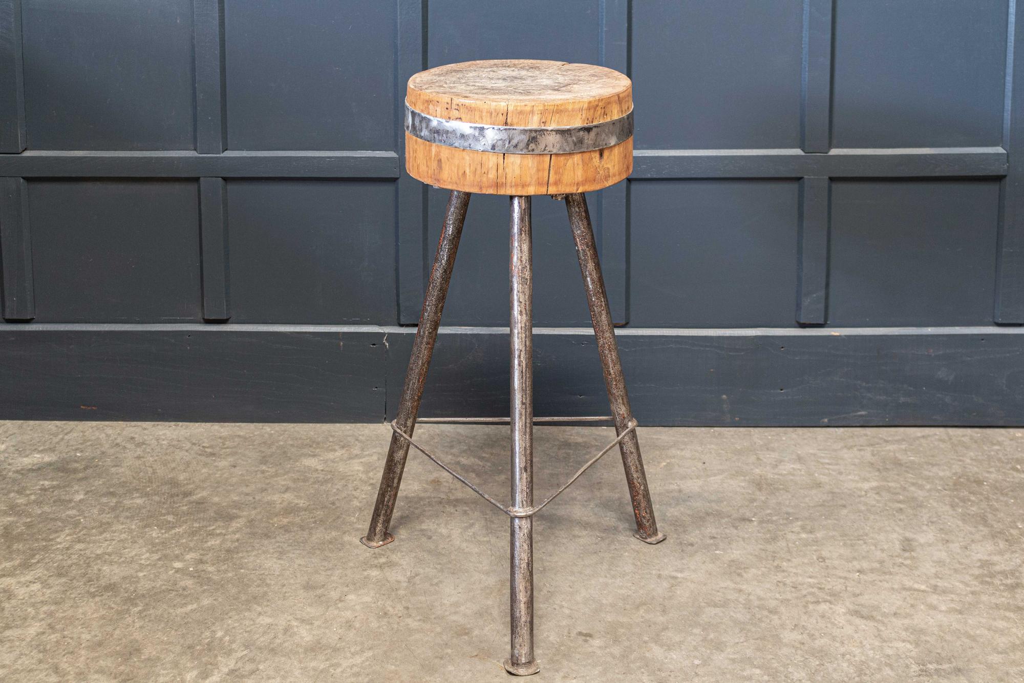 Iron Rustic Chopping Block Side Table
