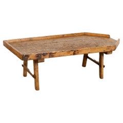 Mesa de centro rústica de mesa de trabajo con tablero de queso, Suecia circa 1820-40