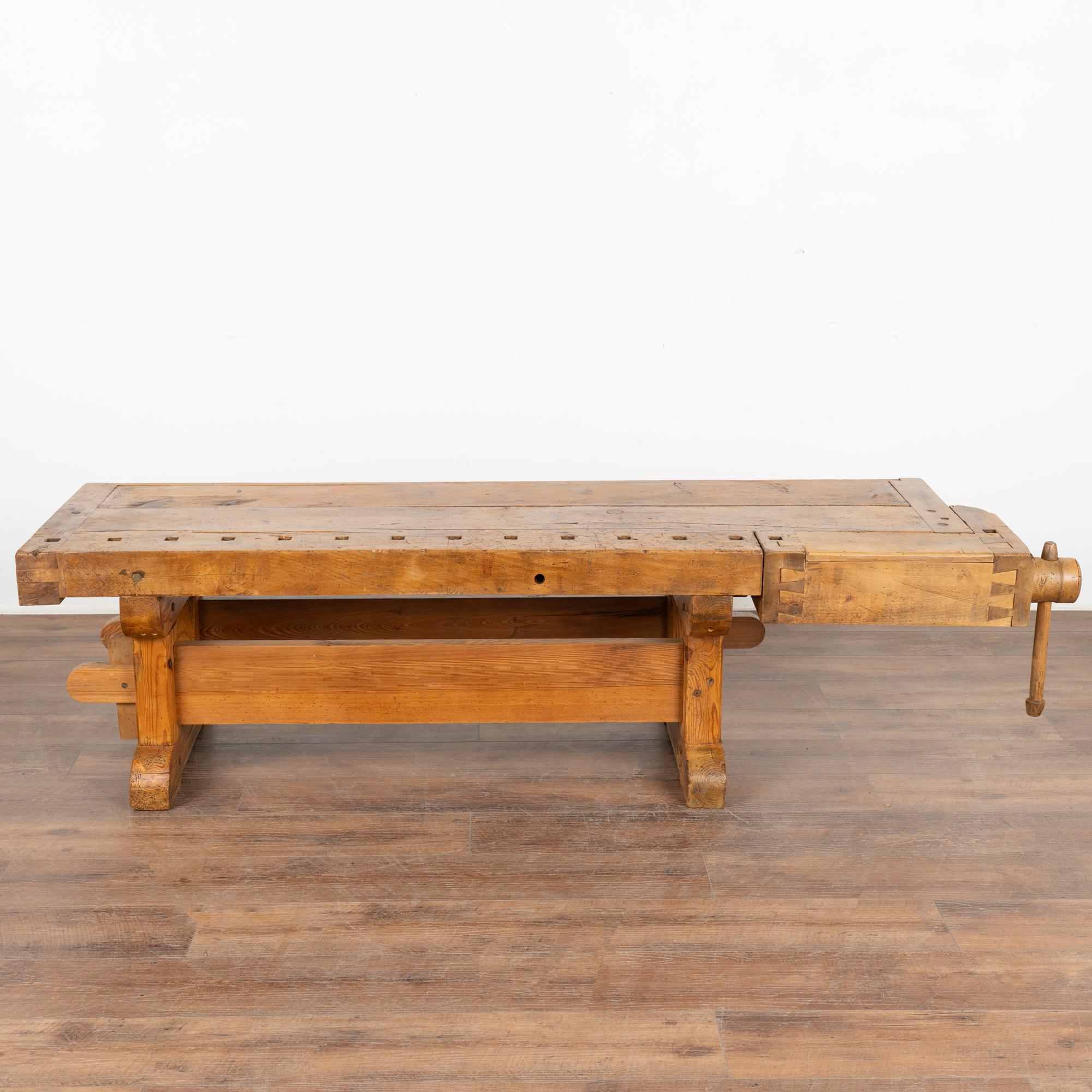 Hungarian Rustic Coffee Table Made from Carpenters Workbench, Denmark circa 1920