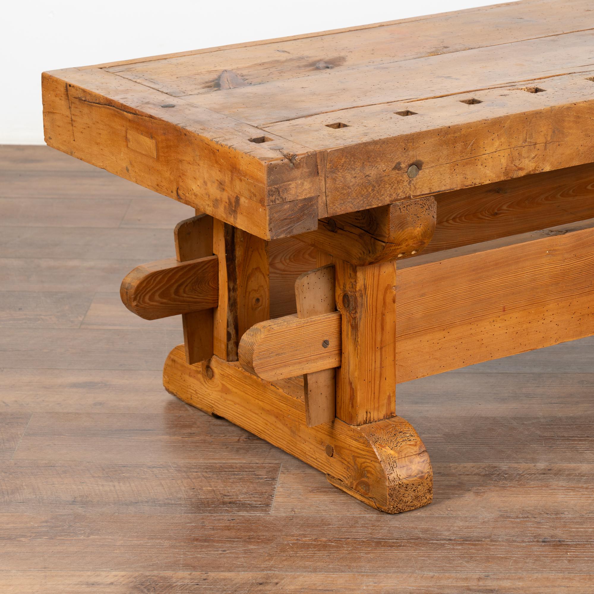 20th Century Rustic Coffee Table Made from Carpenters Workbench, Denmark circa 1920