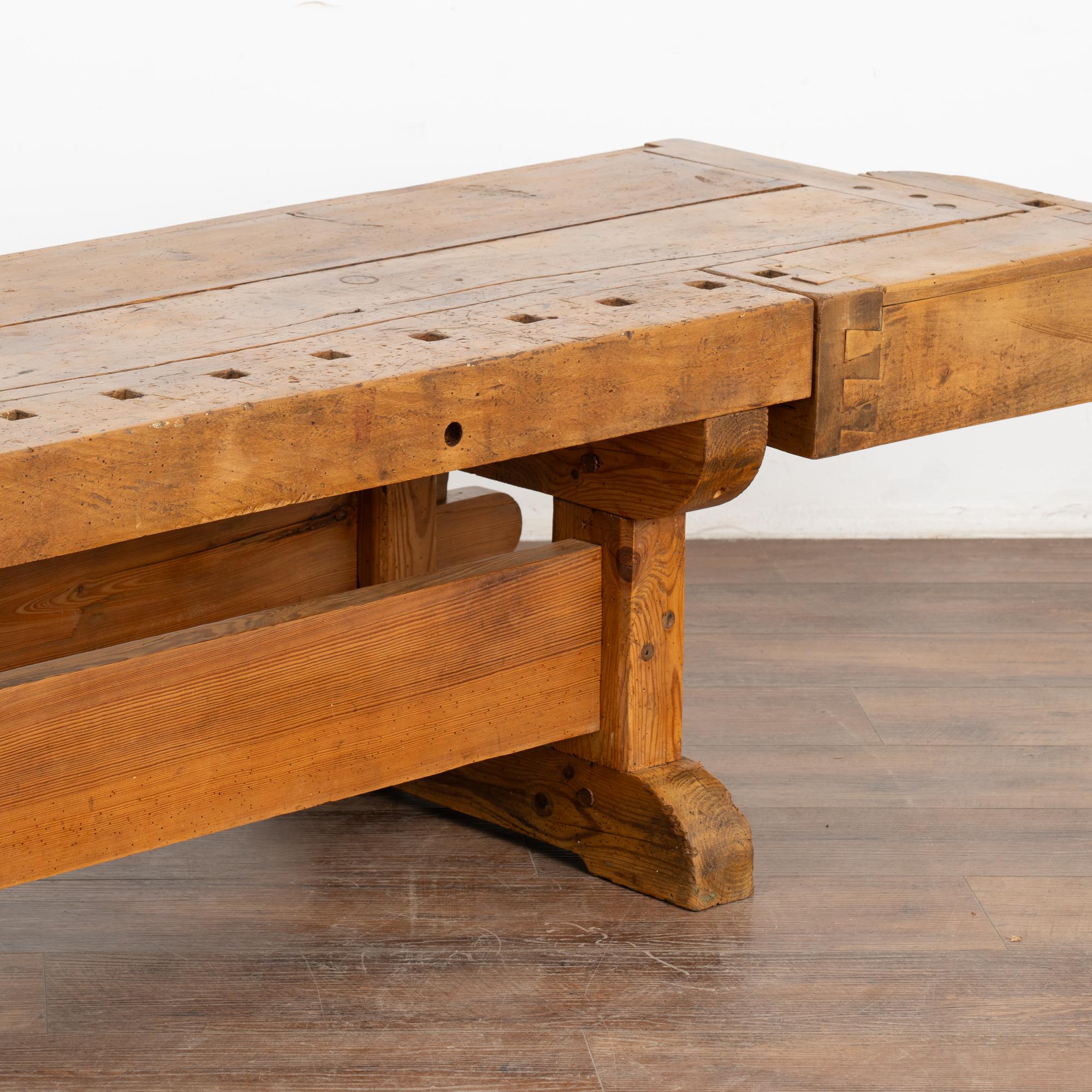 Wood Rustic Coffee Table Made from Carpenters Workbench, Denmark circa 1920