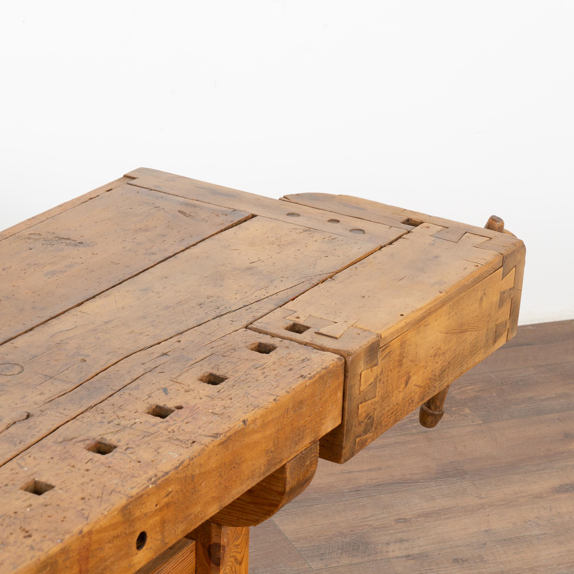 Rustic Coffee Table Made from Carpenters Workbench, Denmark circa 1920 1