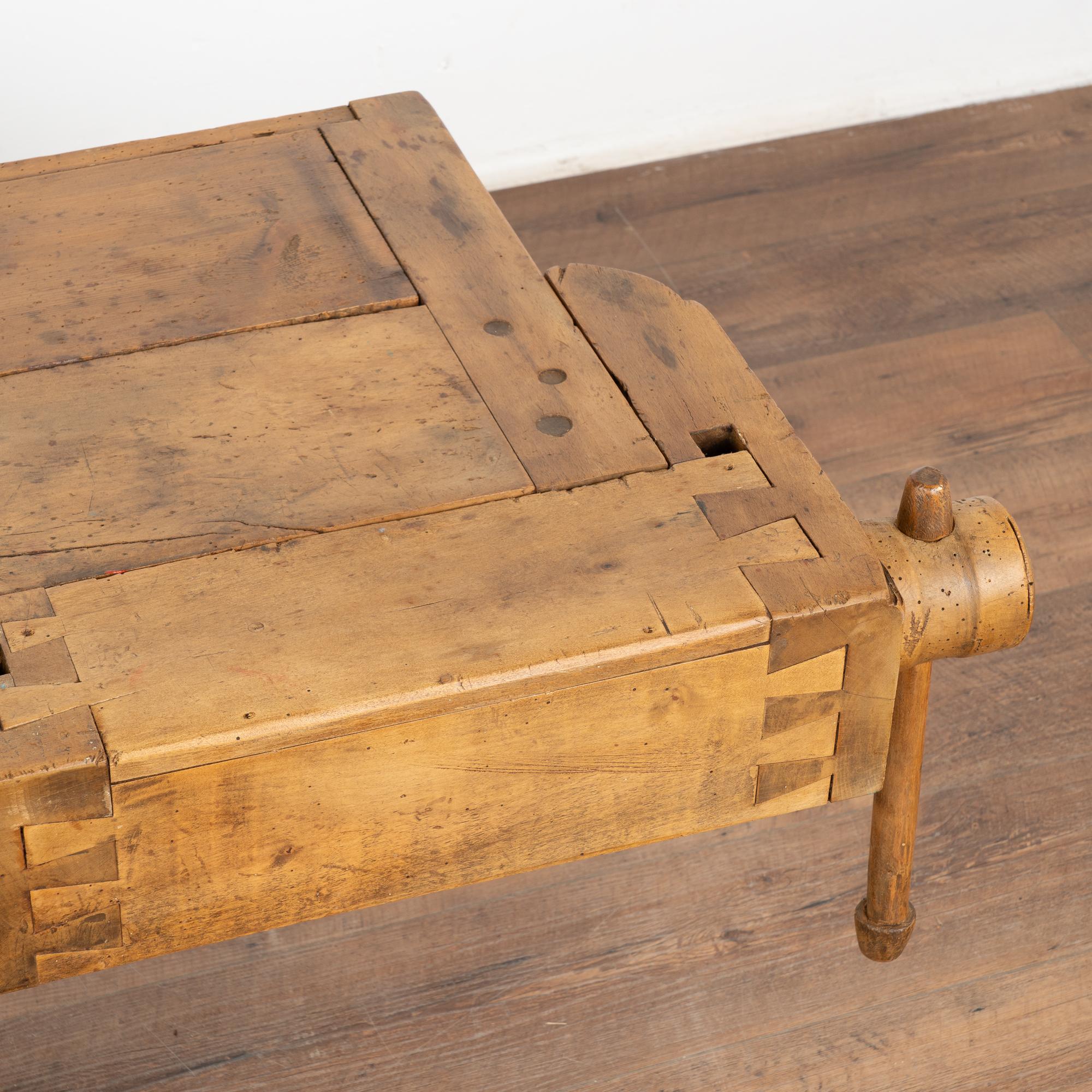 Rustic Coffee Table Made from Carpenters Workbench, Denmark circa 1920 3