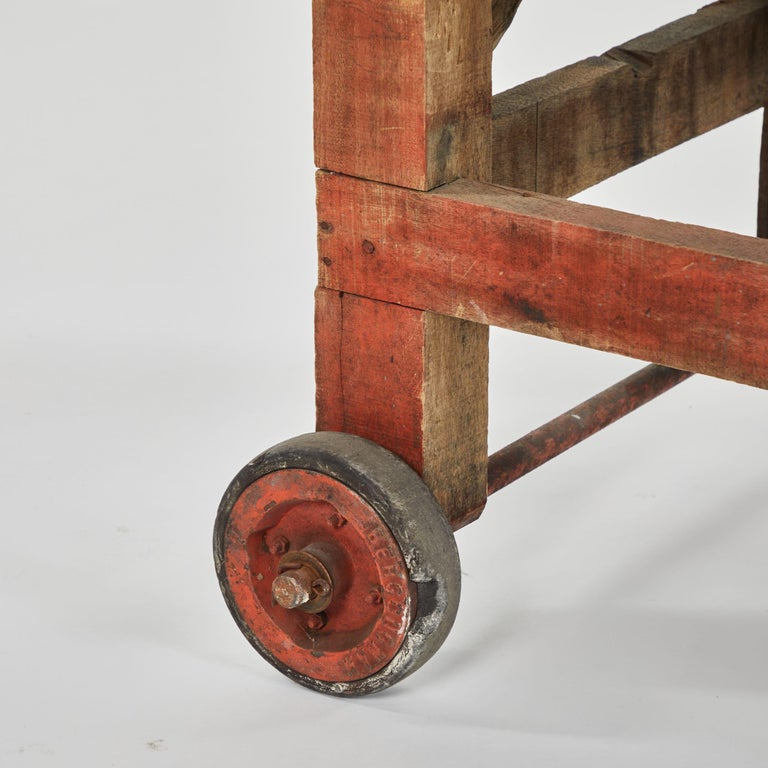 Rustic Coffee Table on Wheels For Sale at 1stDibs