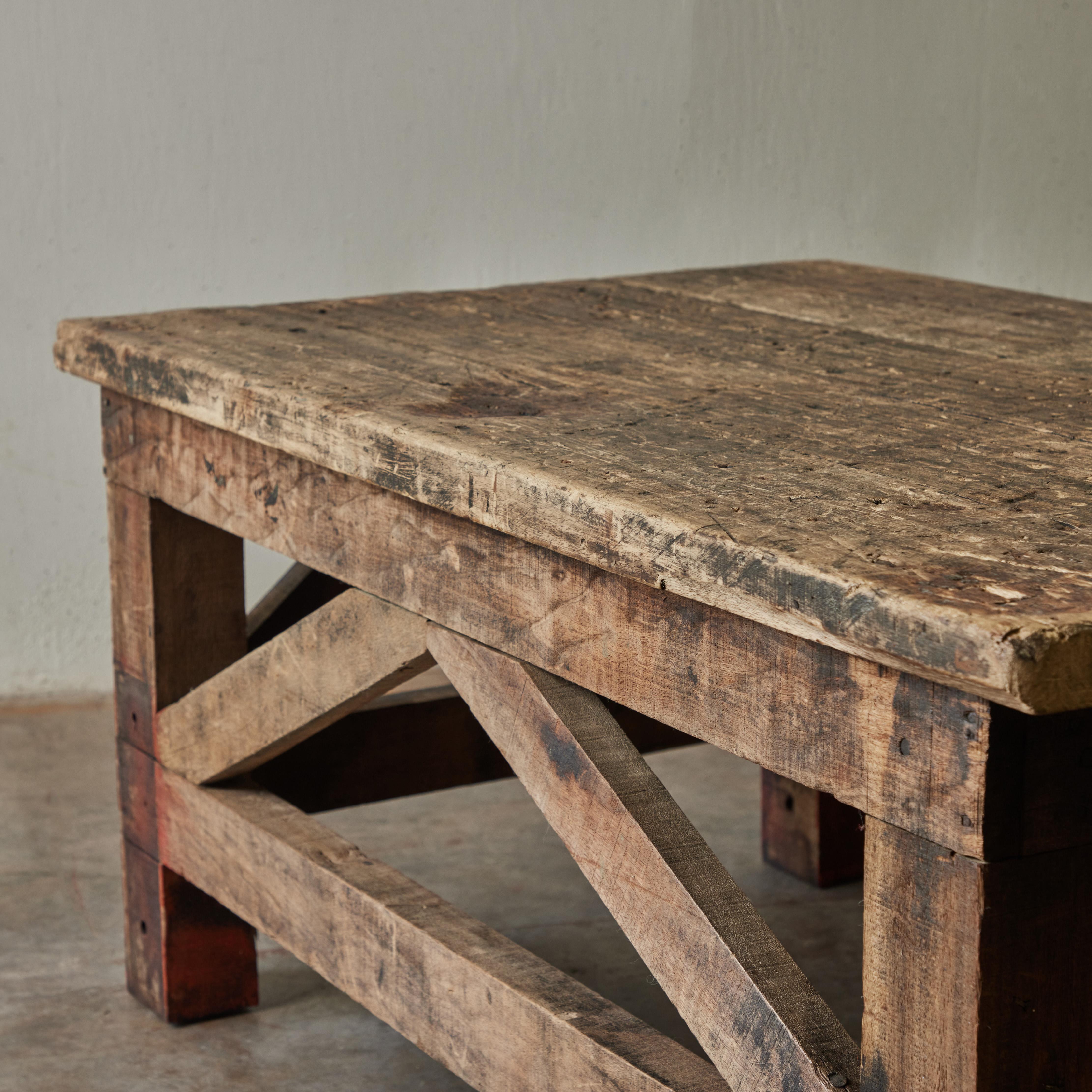 Industrial French 19th Century Rustic Wood Table For Sale