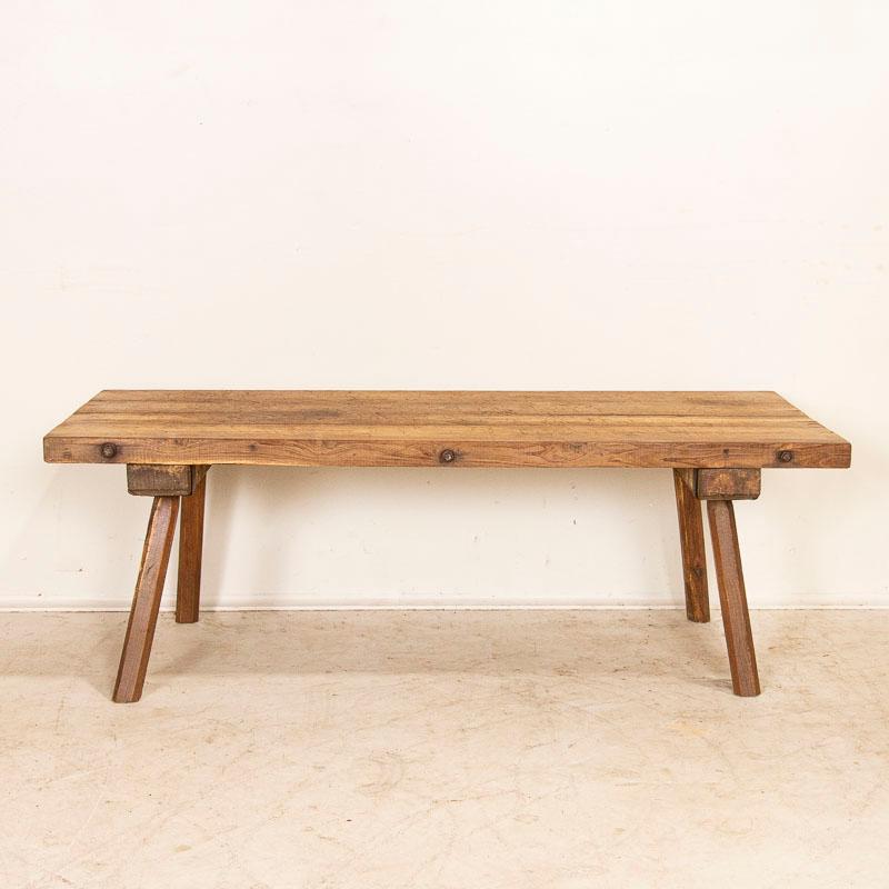 Hungarian Rustic Coffee Table Vintage Plank Work Table