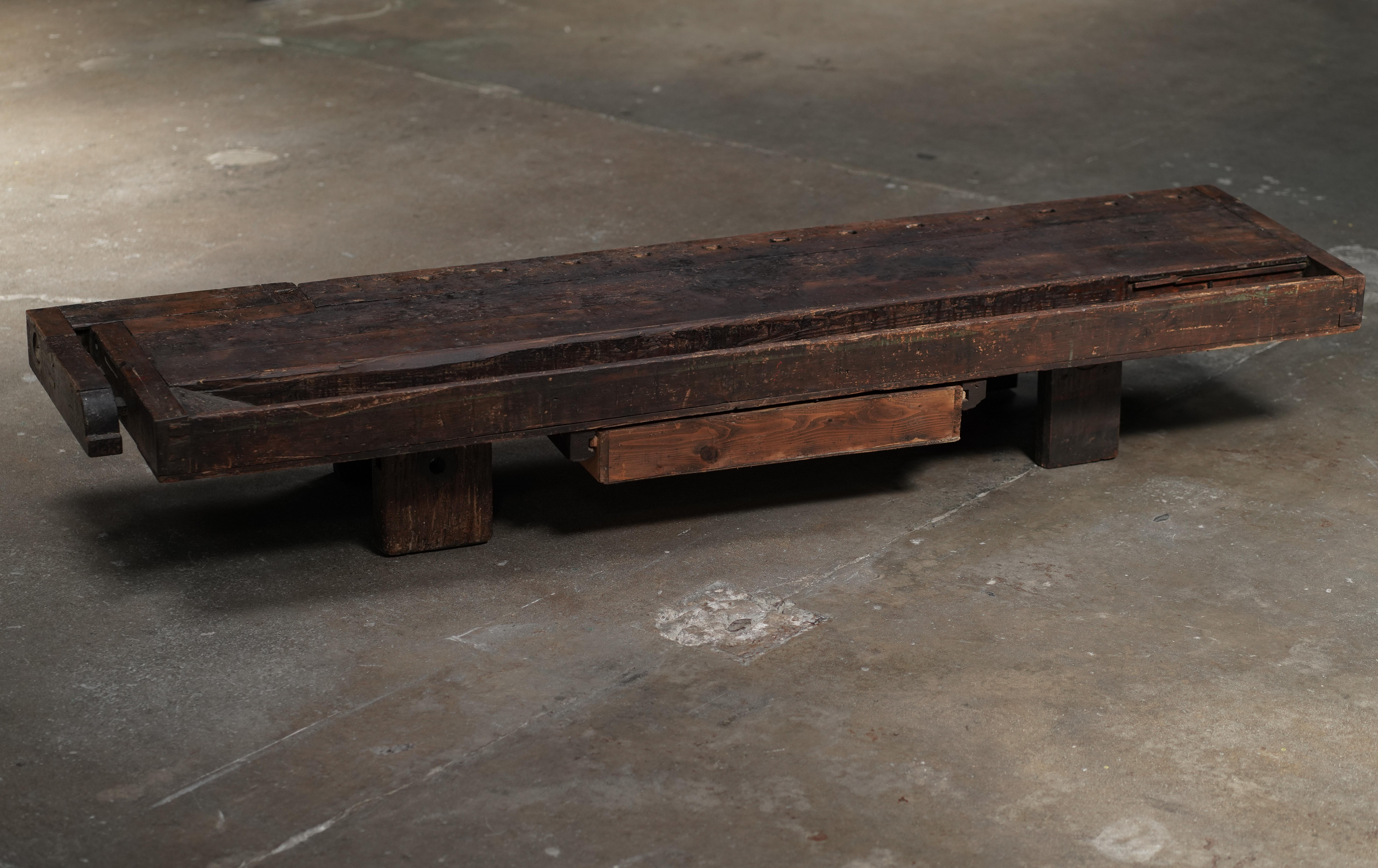 Rustic Coffee Table with Drawer In Good Condition For Sale In Los Angeles, CA