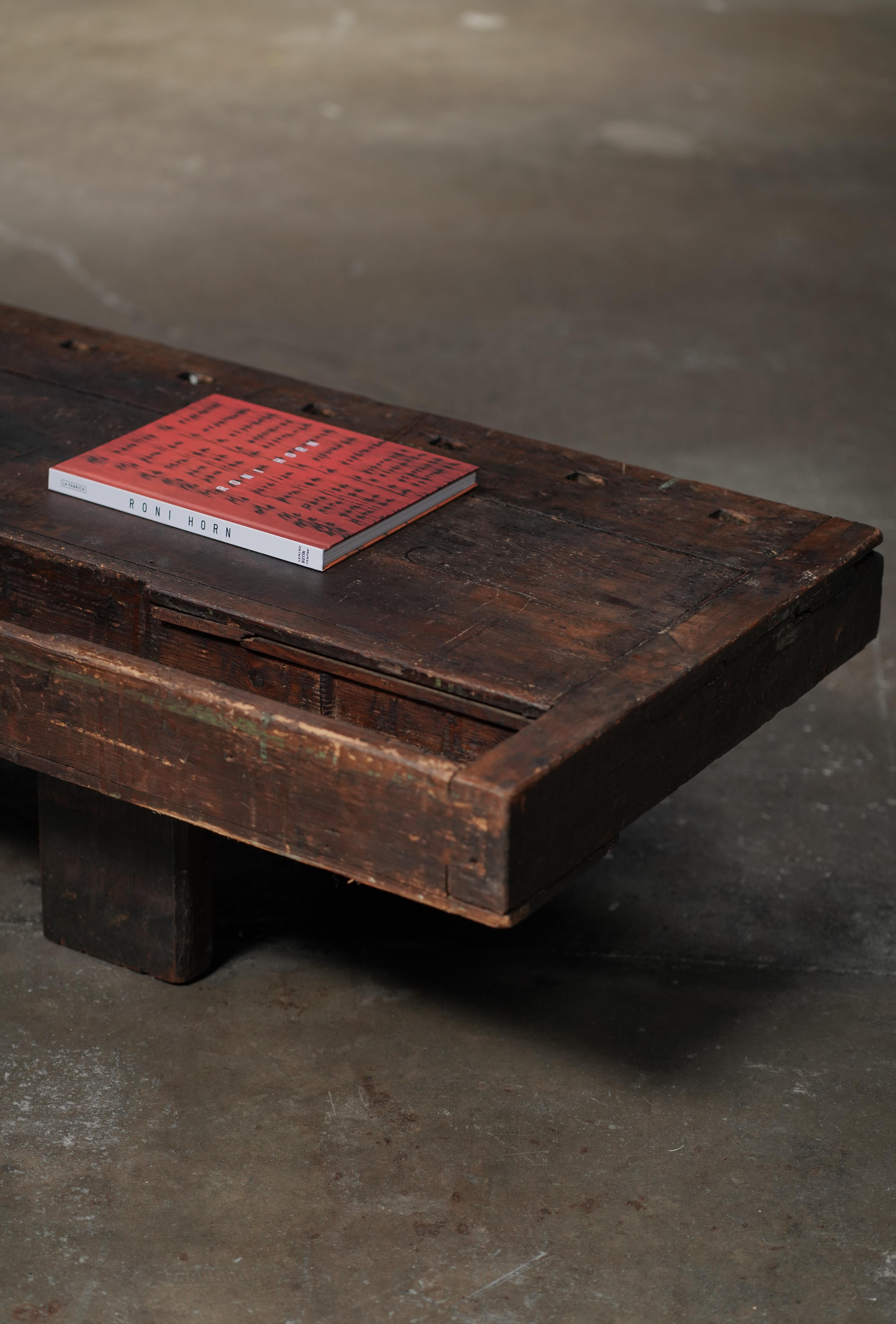 Mid-20th Century Rustic Coffee Table with Drawer For Sale