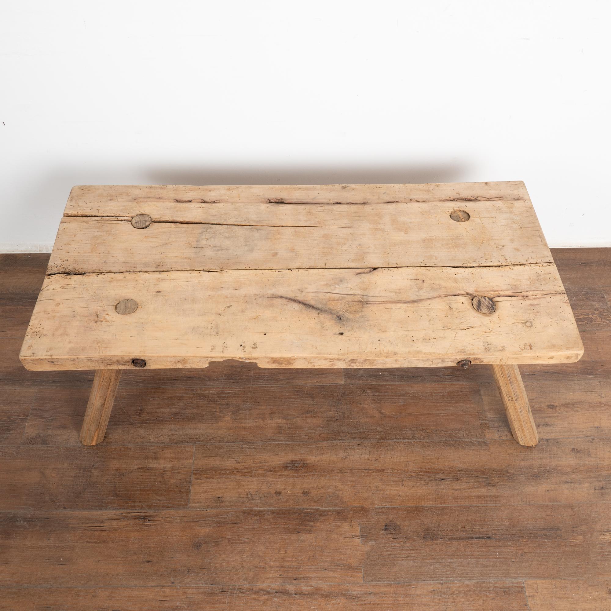 Rustic Coffee Table With Iron Bolts, Hungary circa 1890 For Sale 2