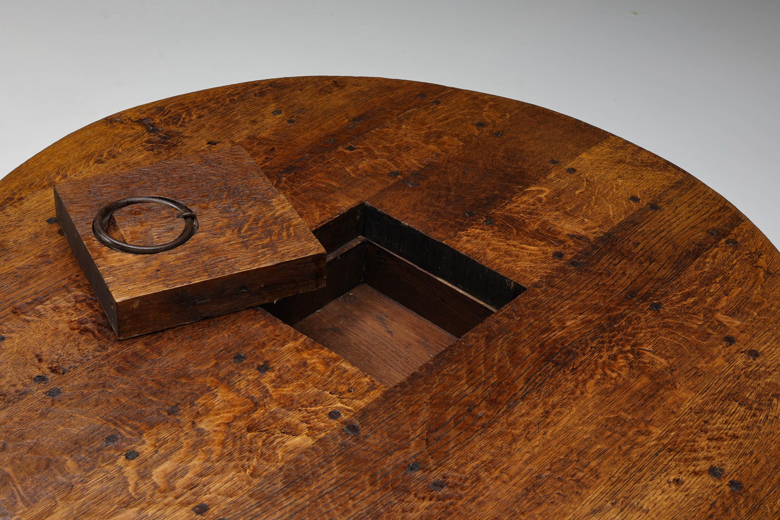 Rustic Coffee Table with Ring II, France, 1960s In Excellent Condition For Sale In Antwerp, BE