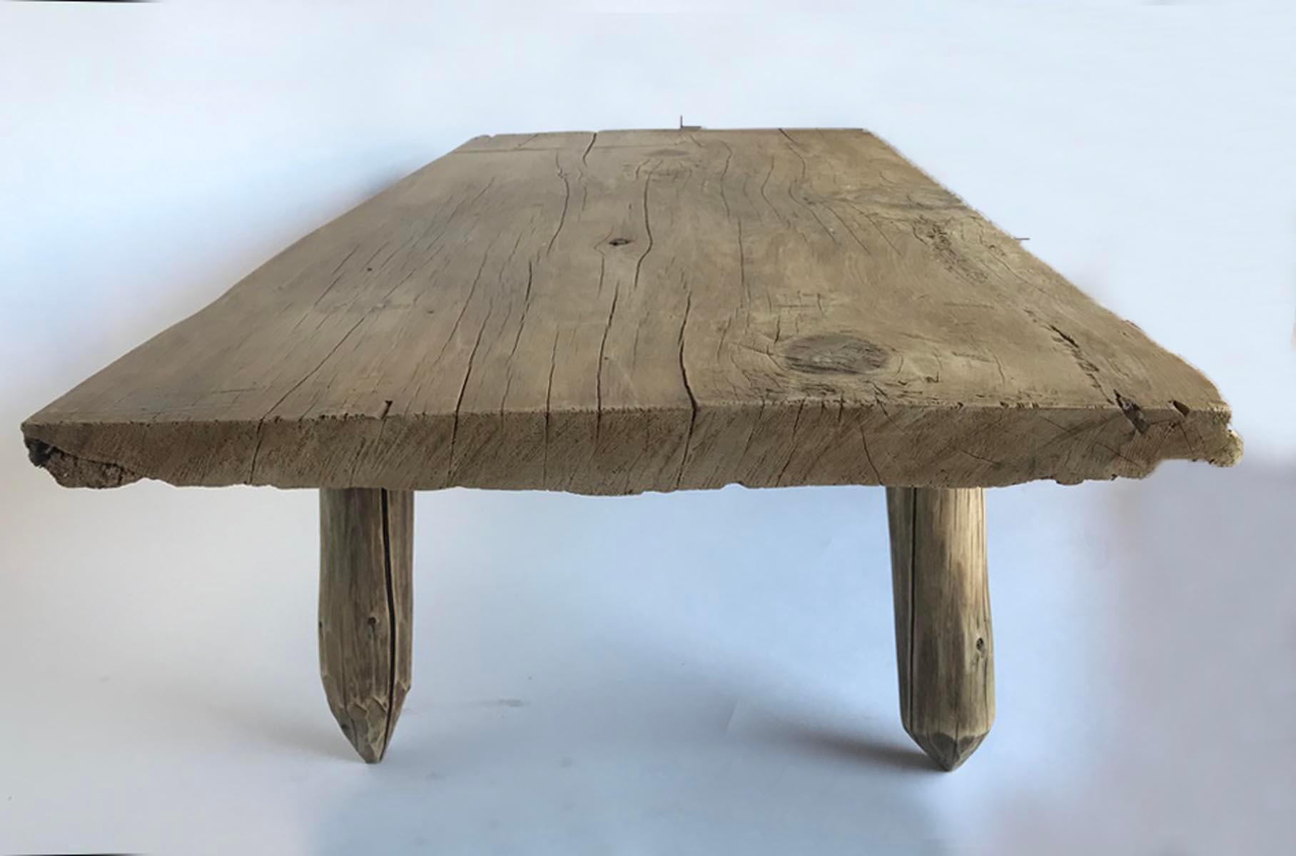 Rustic Coffee Table with Round Legs In Good Condition In Los Angeles, CA