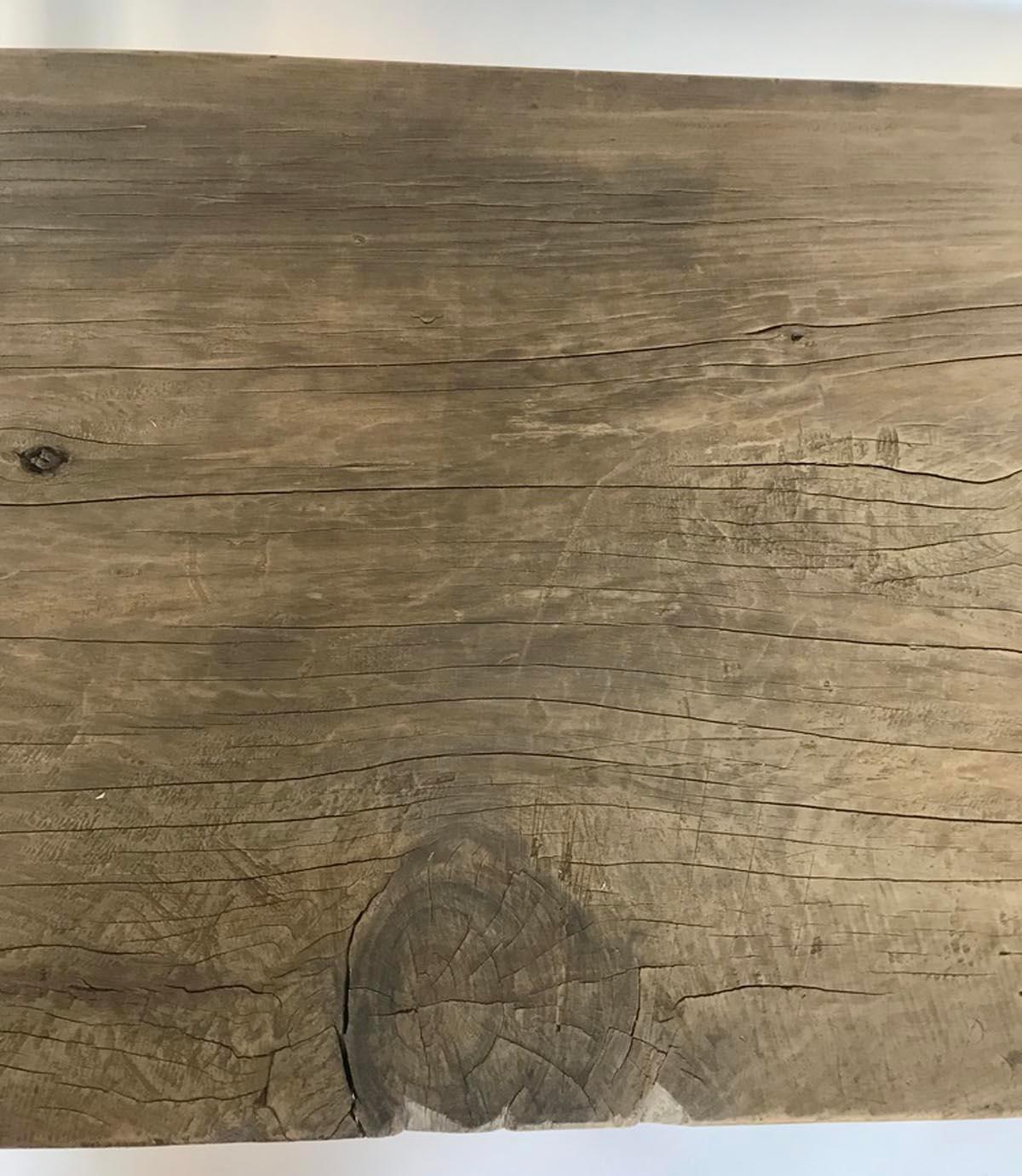 20th Century Rustic Coffee Table with Round Legs