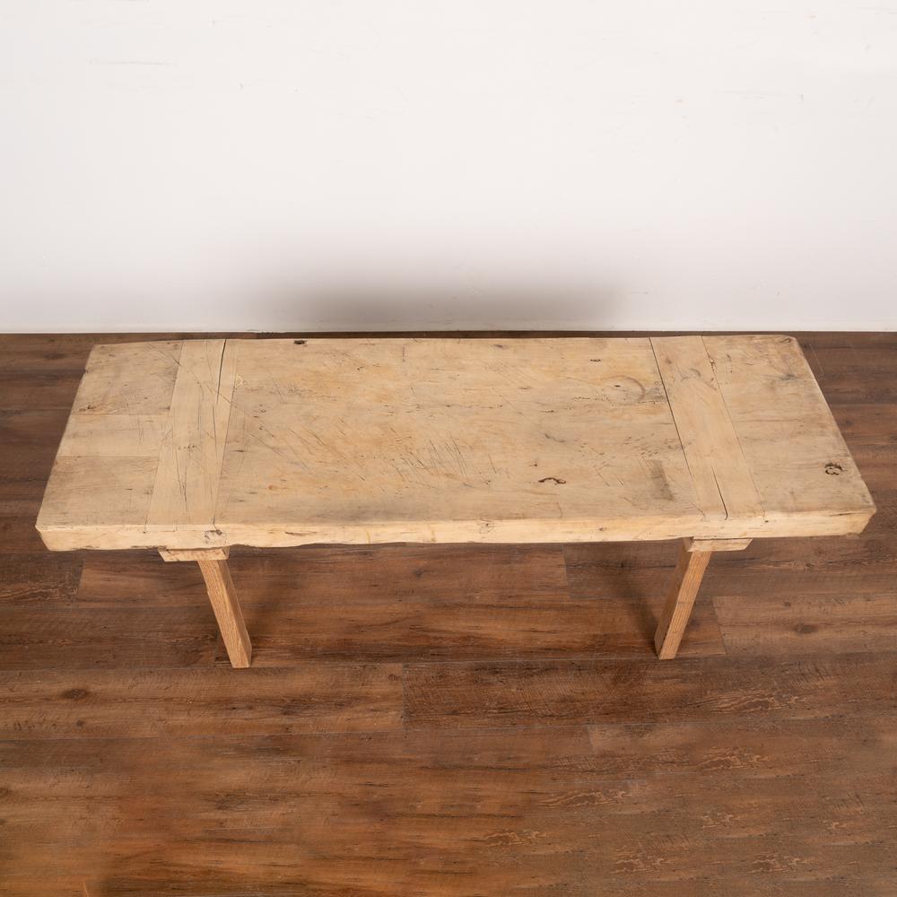 Rustic Coffee Table with Slab Wood Top, Hungary 1890 In Good Condition In Round Top, TX