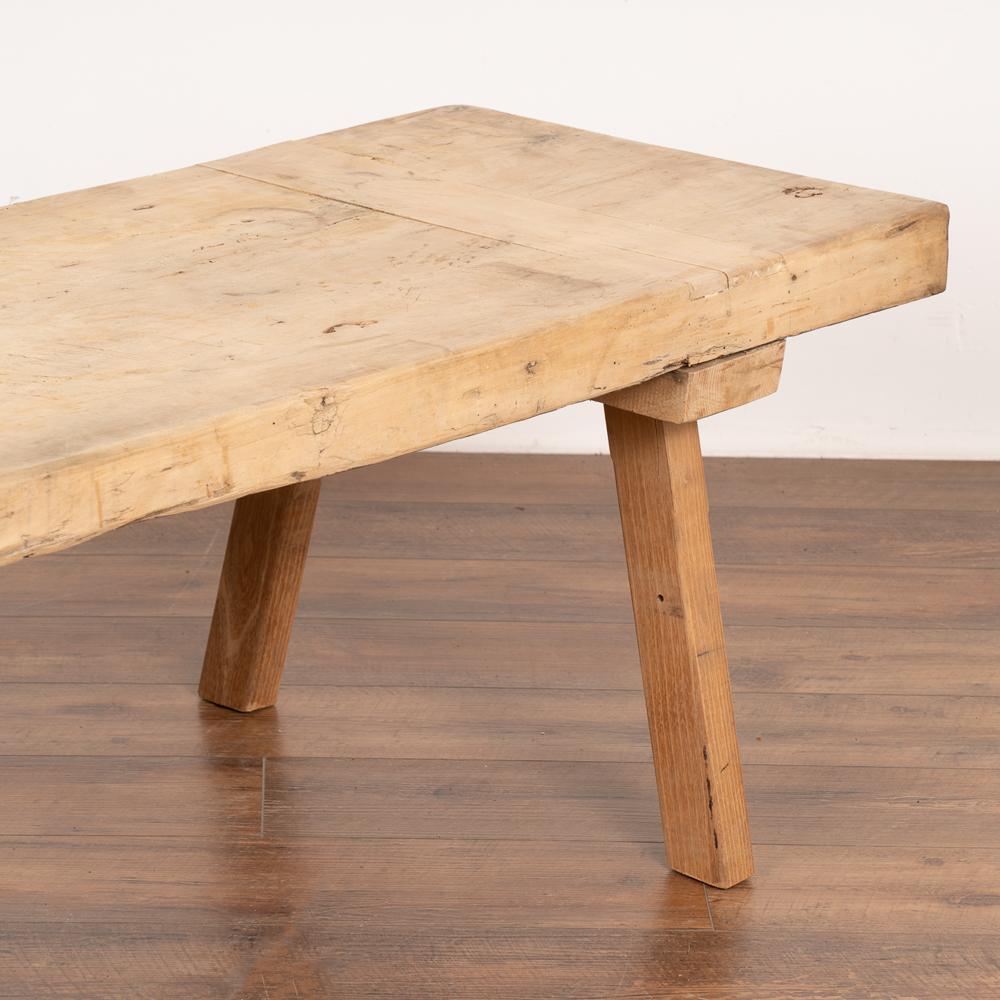 Rustic Coffee Table with Slab Wood Top, Hungary 1890 1