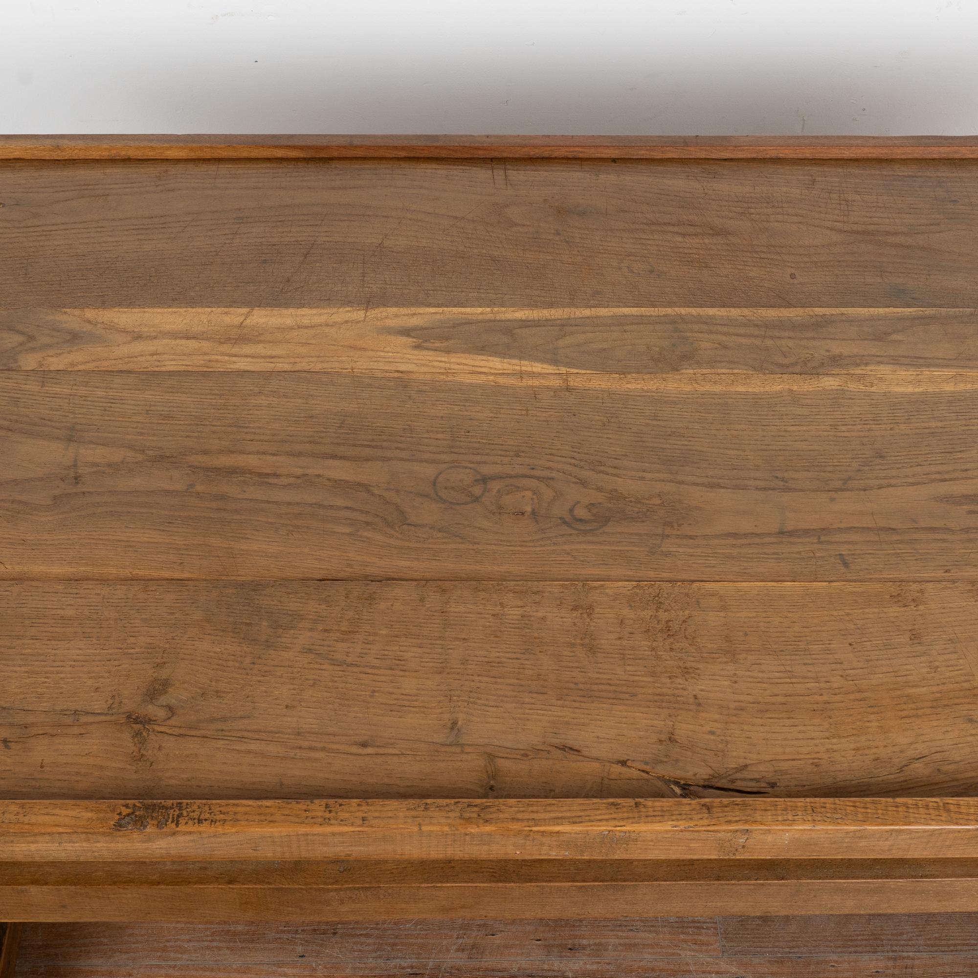 Oak Rustic Coffee Table with Trestle Base, Hungary circa 1880 For Sale