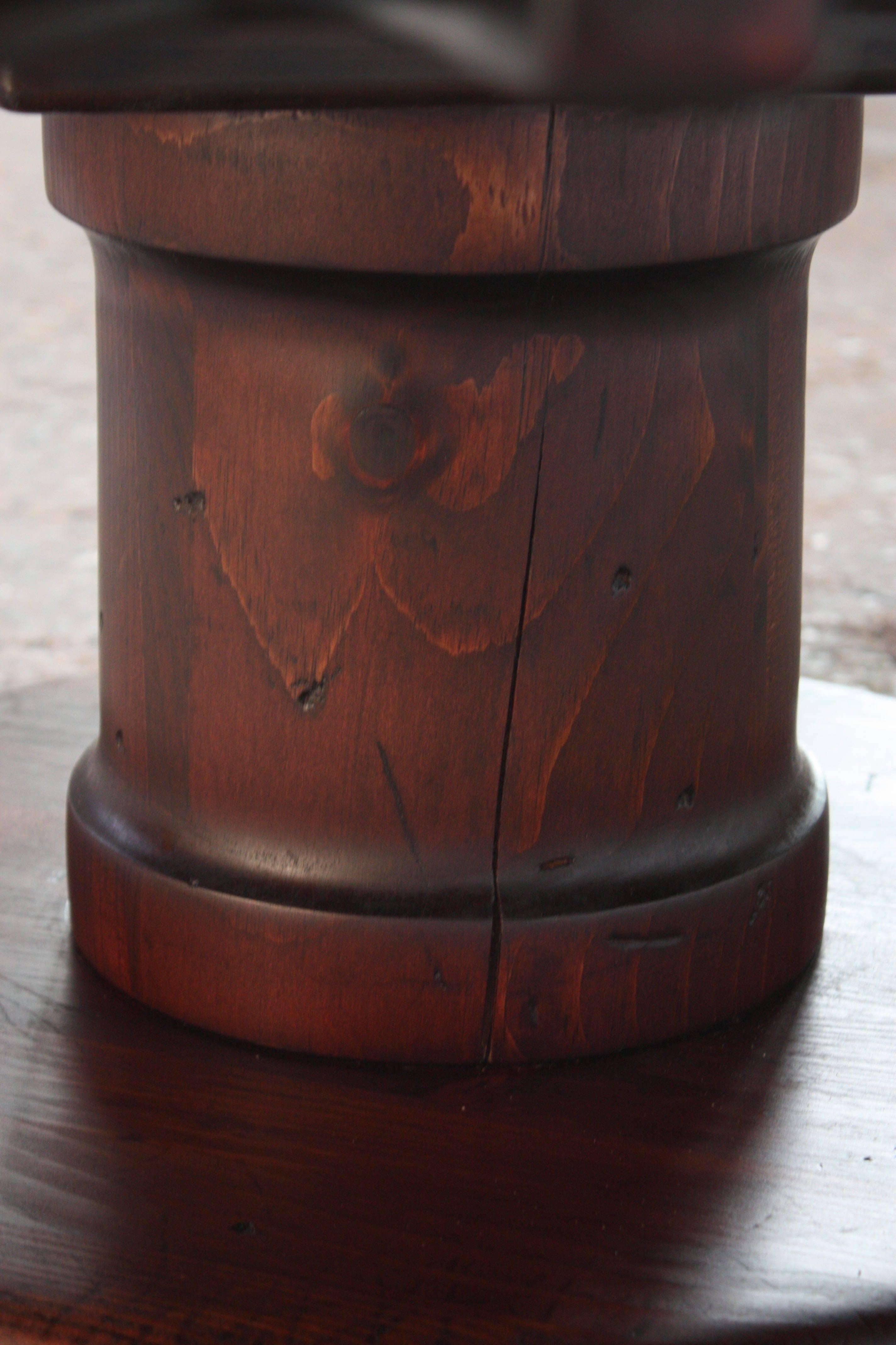 Rustic 'Cog' Swiveling Coffee Table in Stained Pine 1