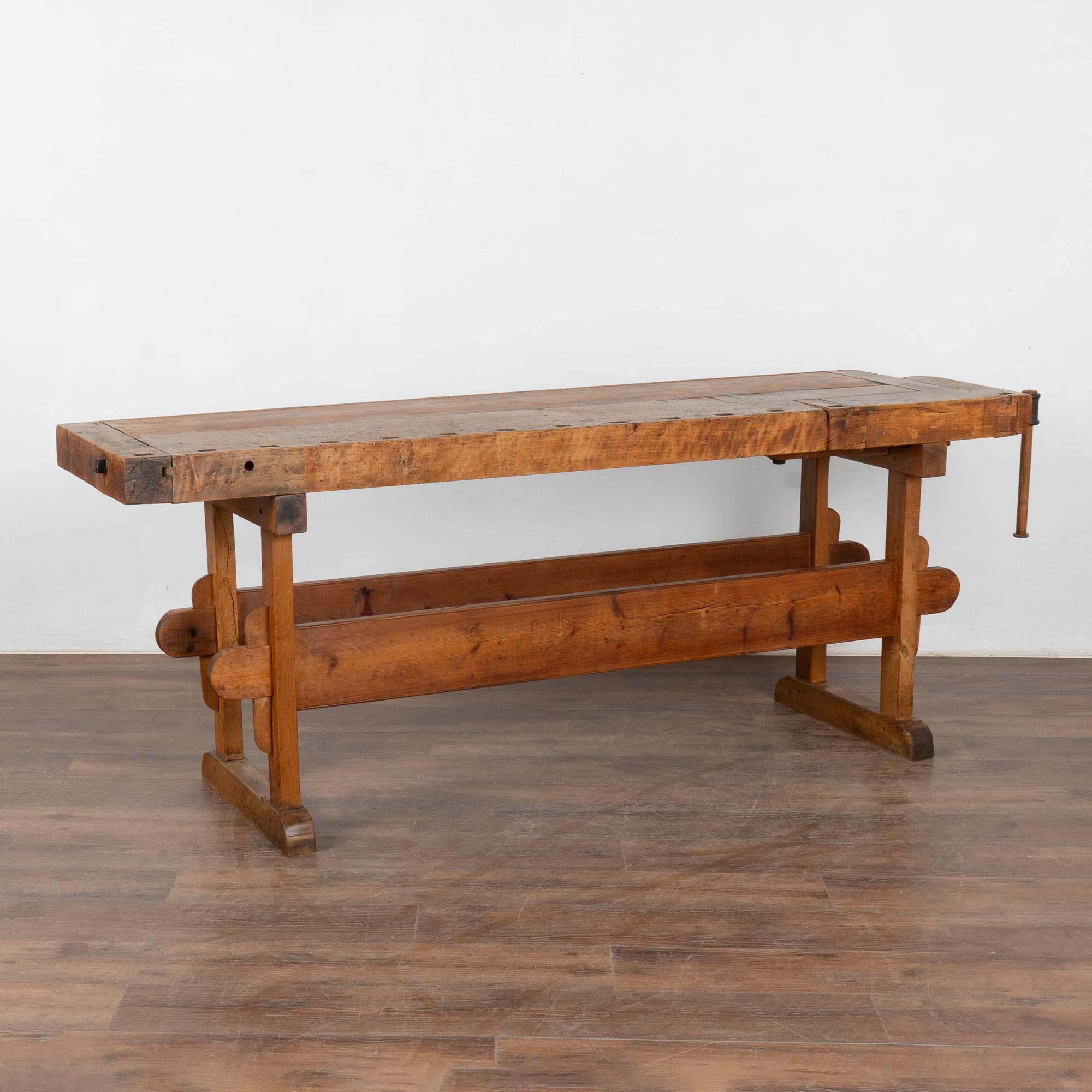 Rustic Console Table Carpenter's Workbench, Denmark circa 1900 5