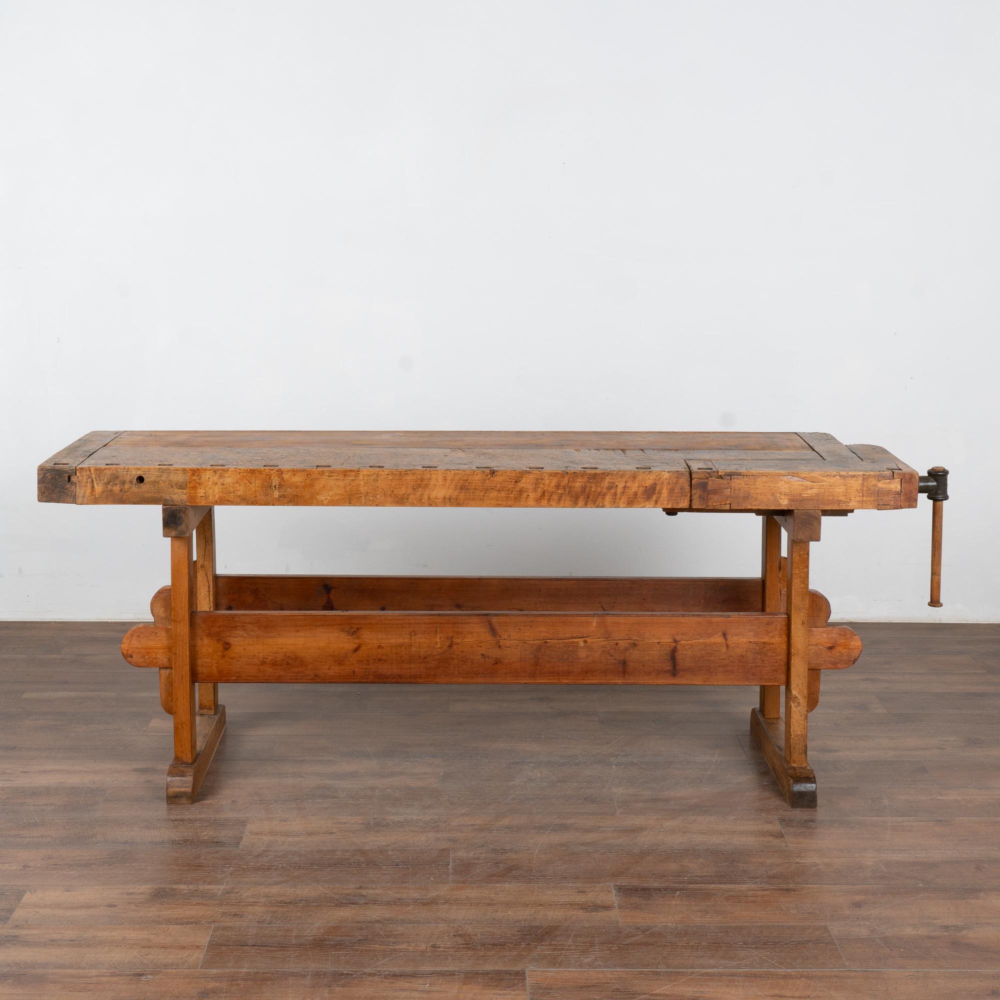 Danish Rustic Console Table Carpenter's Workbench, Denmark circa 1900