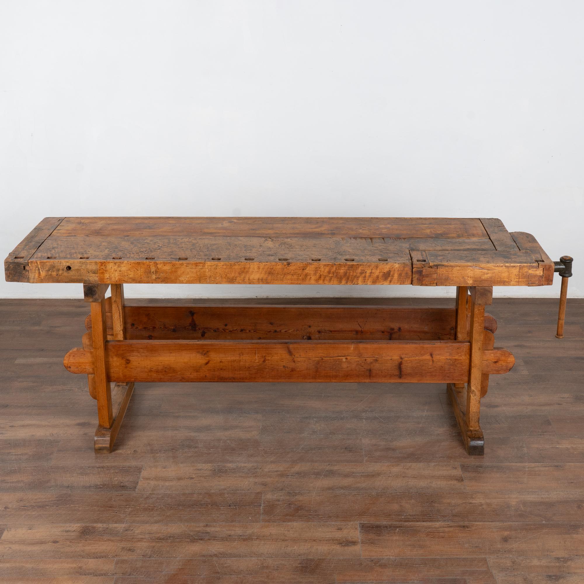Rustic Console Table Carpenter's Workbench, Denmark circa 1900 In Good Condition In Round Top, TX