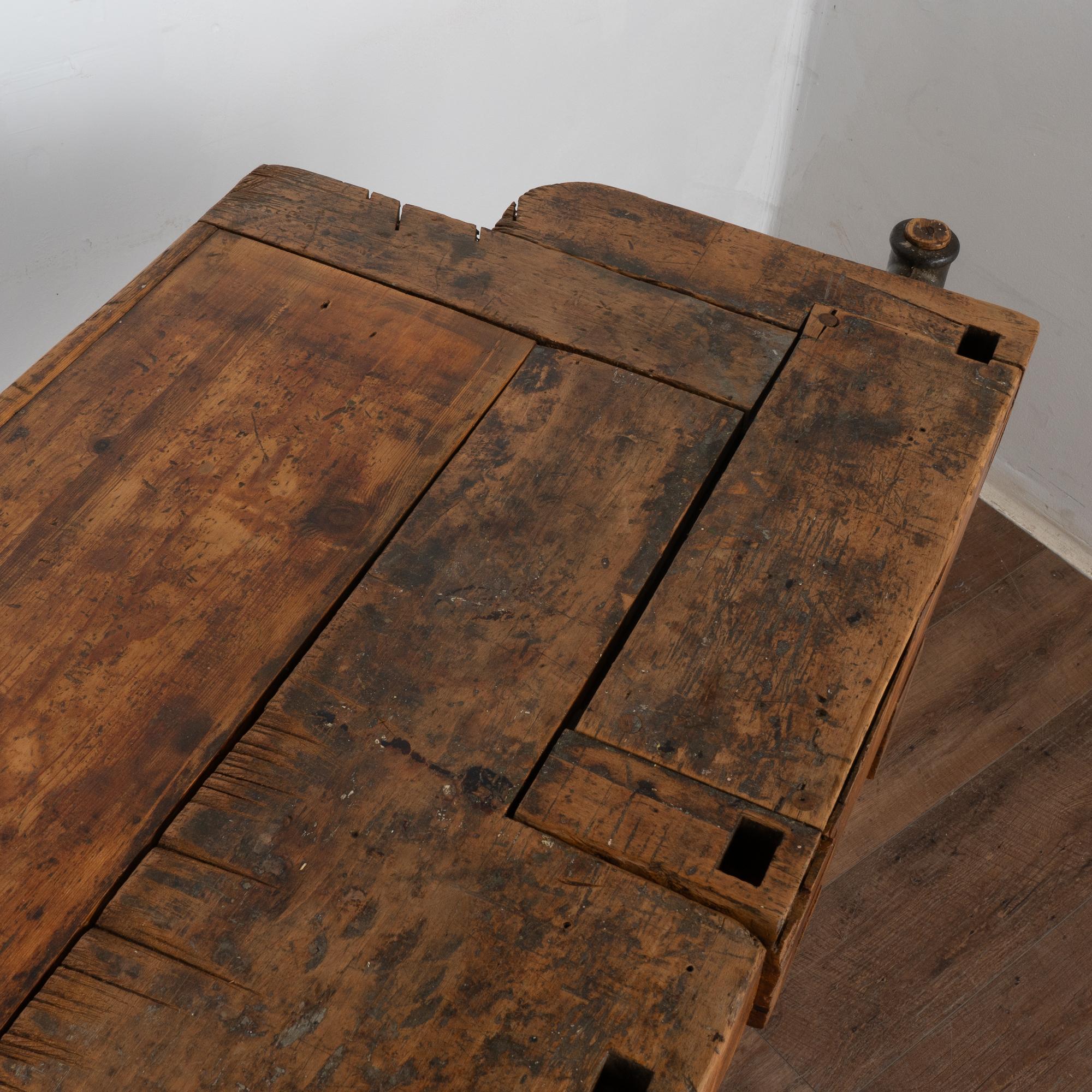 Wood Rustic Console Table Carpenter's Workbench, Denmark circa 1900