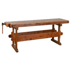 Antique Rustic Console Table Carpenter's Workbench, Denmark circa 1900