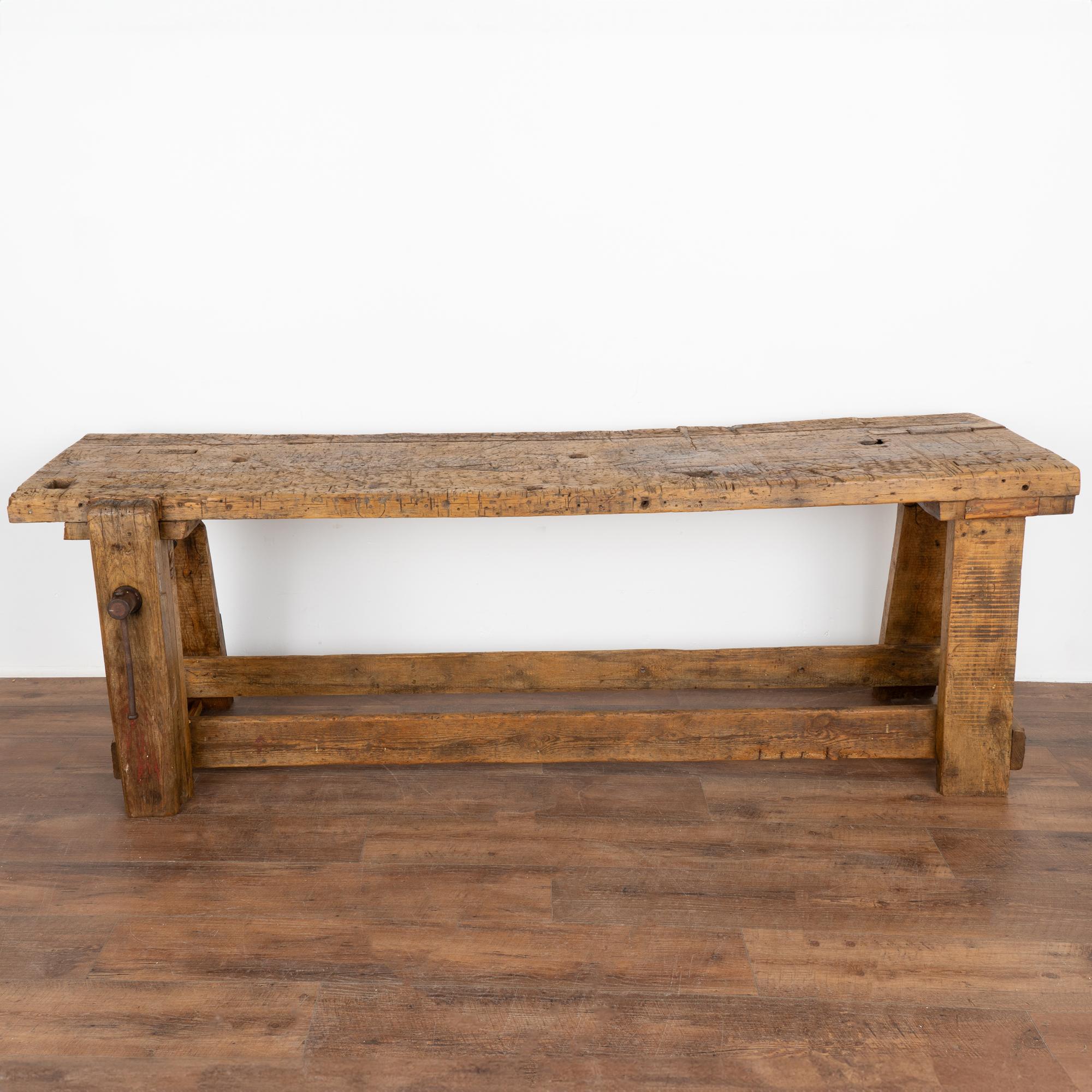 French Rustic Console Table Carpenter's Workbench, France circa 1860-80 For Sale