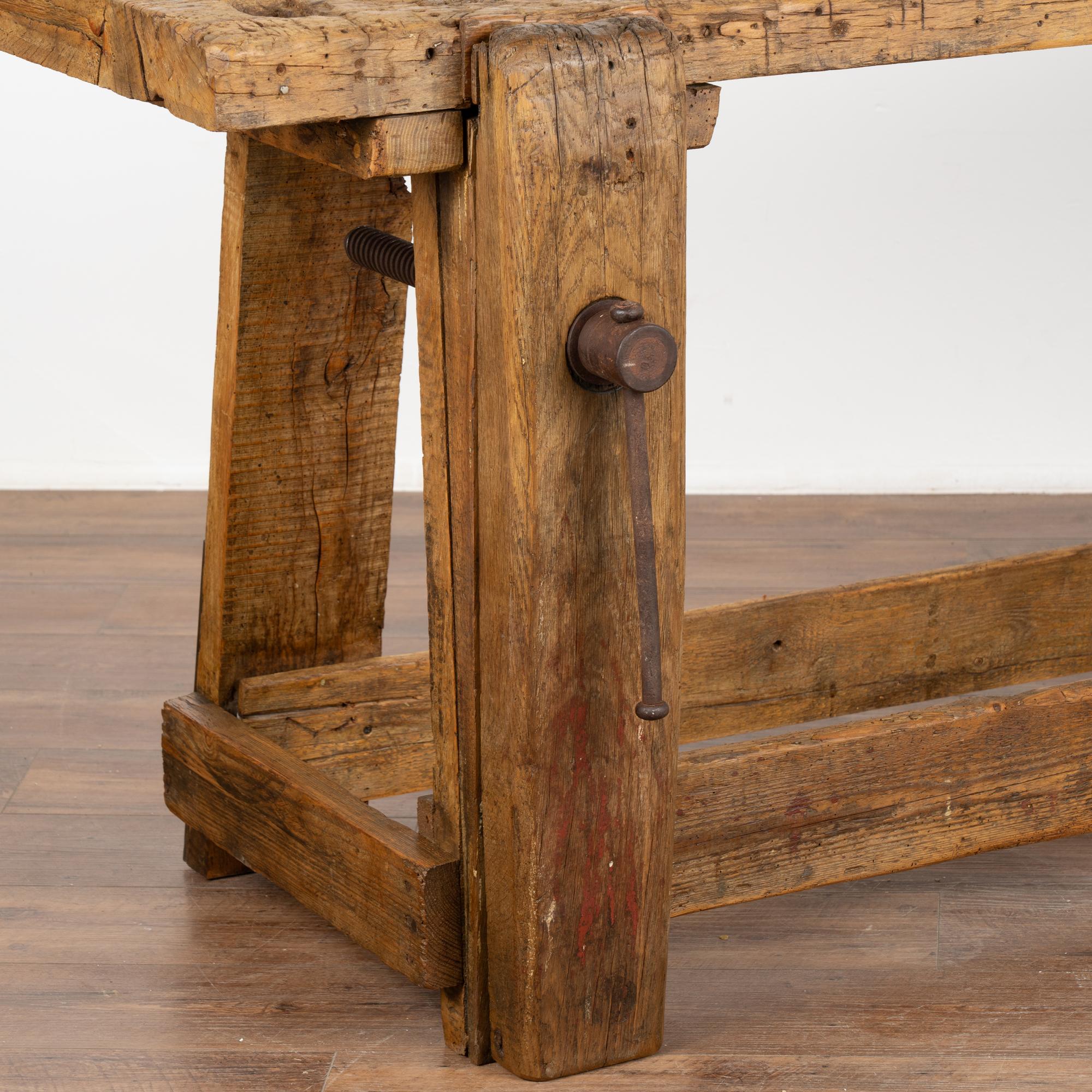 19th Century Rustic Console Table Carpenter's Workbench, France circa 1860-80 For Sale