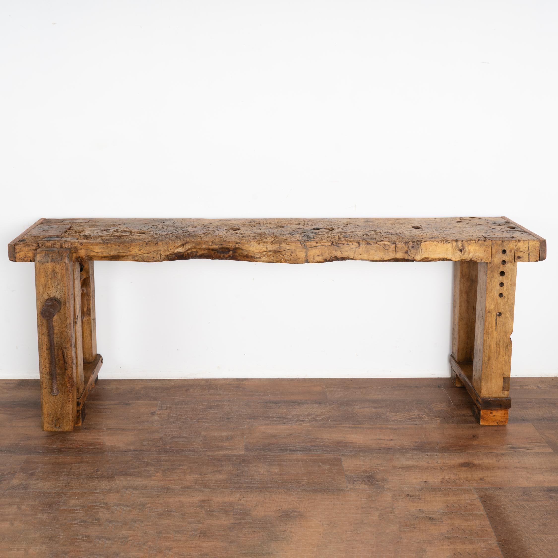 French Rustic Console Table Carpenter's Workbench, France circa 1880