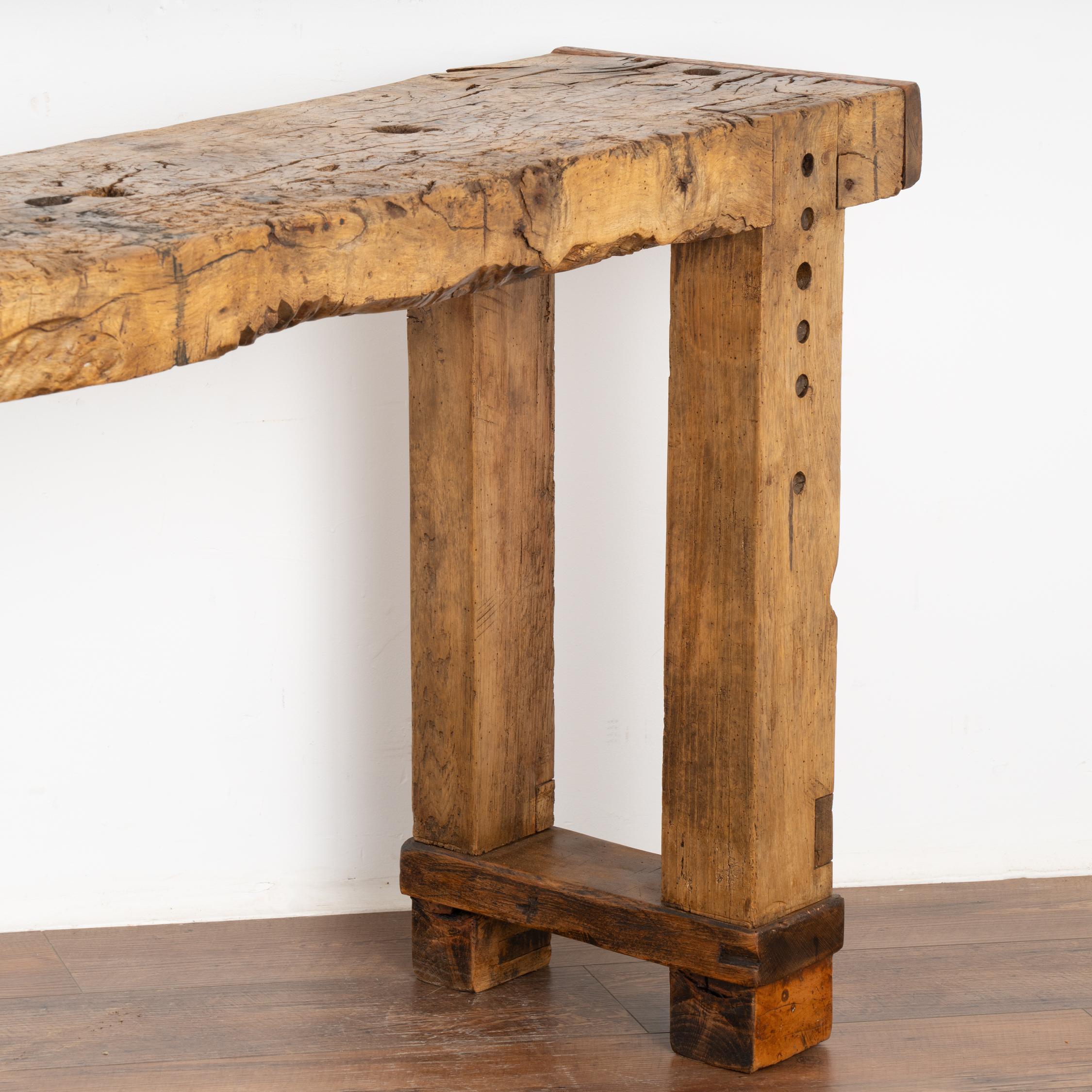 Rustic Console Table Carpenter's Workbench, France circa 1880 1