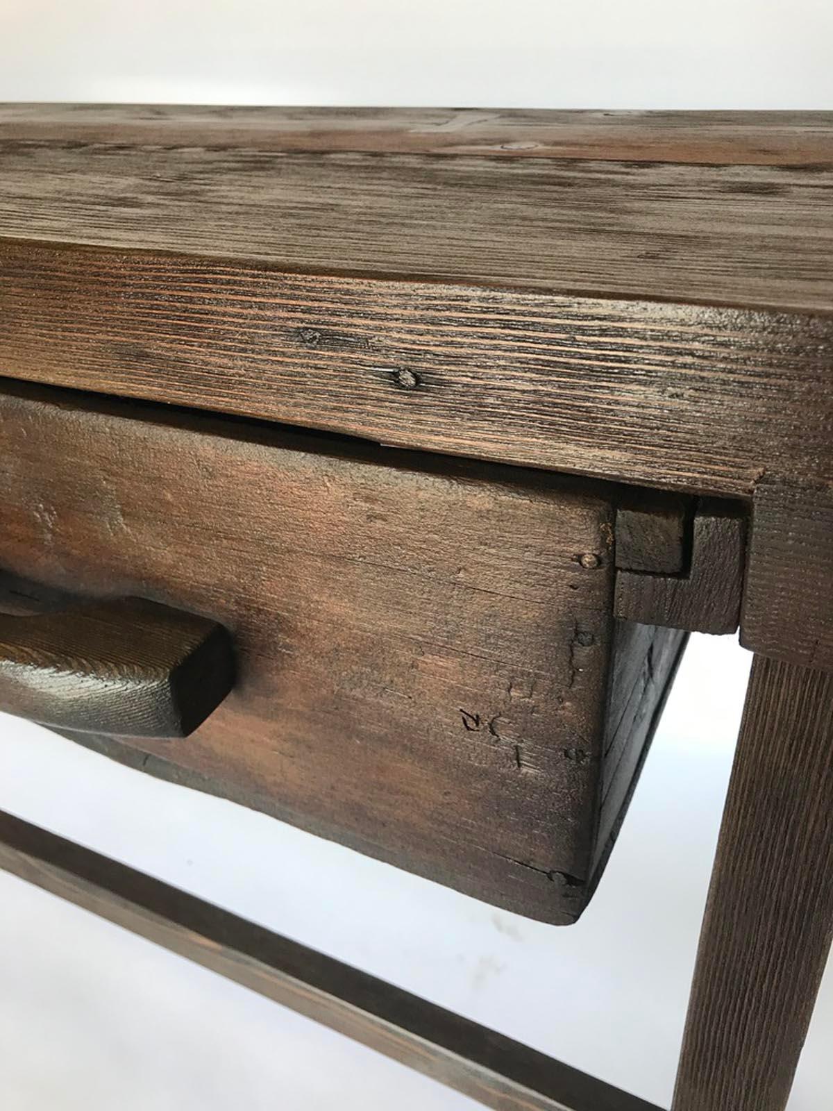Guatemalan Rustic Console Table with Two Drawers