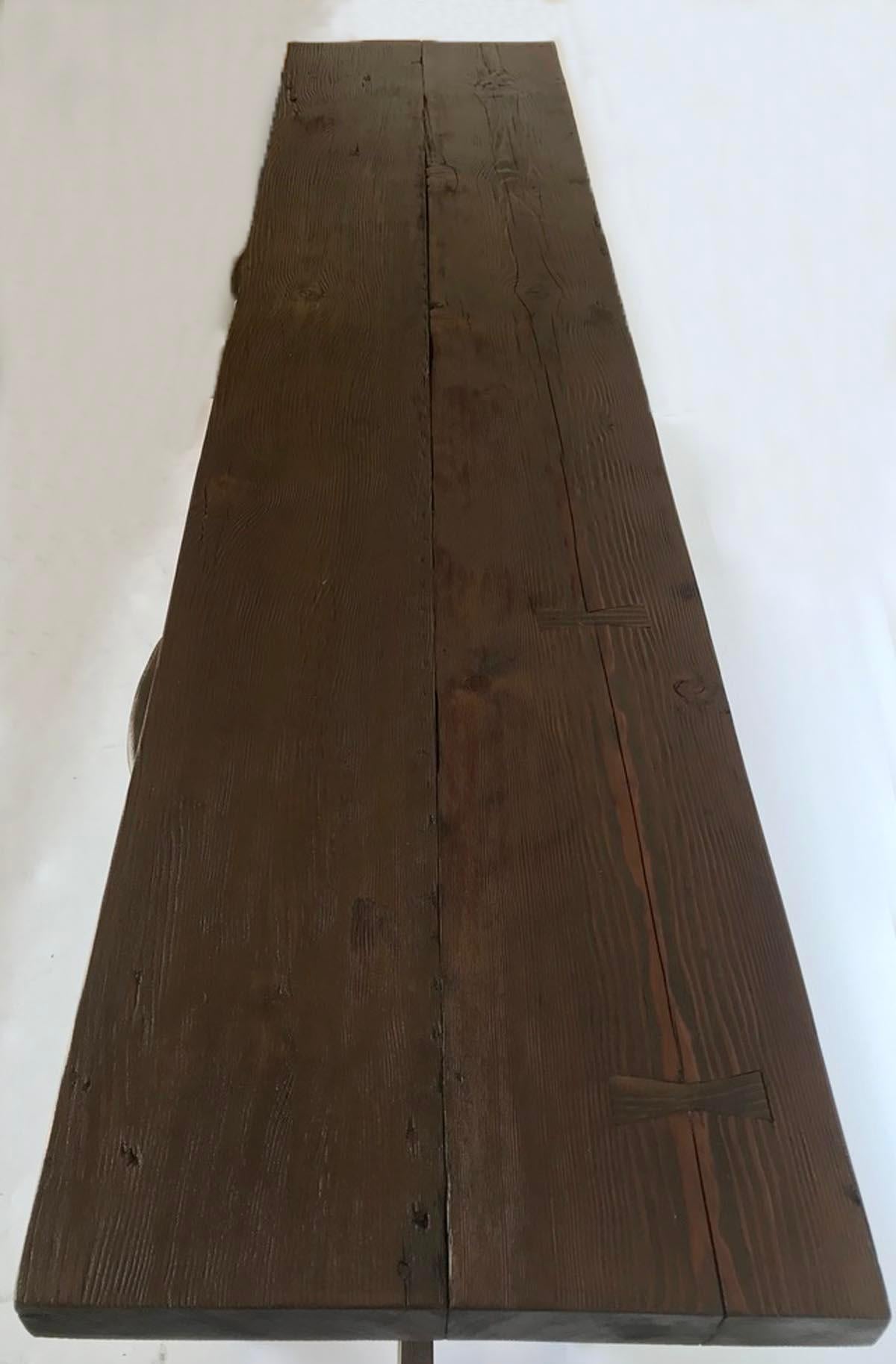 Rustic Console Table with Two Drawers In Good Condition In Los Angeles, CA