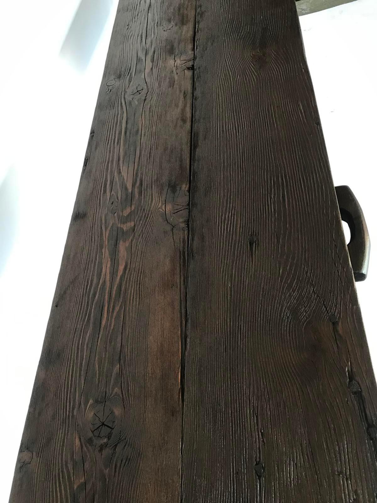 Reclaimed Wood Rustic Console Table with Two Drawers