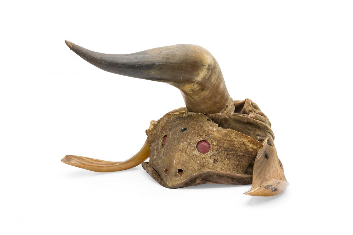 Rustic Continental Horned Taxidermy Helmet For Sale