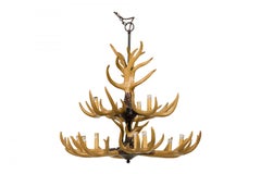 Rustic Continental Style Three Tier Faux Horn Chandelier