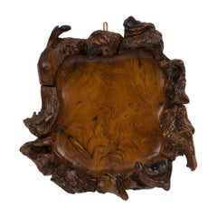 Rustic Continental Style Wooden Tray with Burled Edges