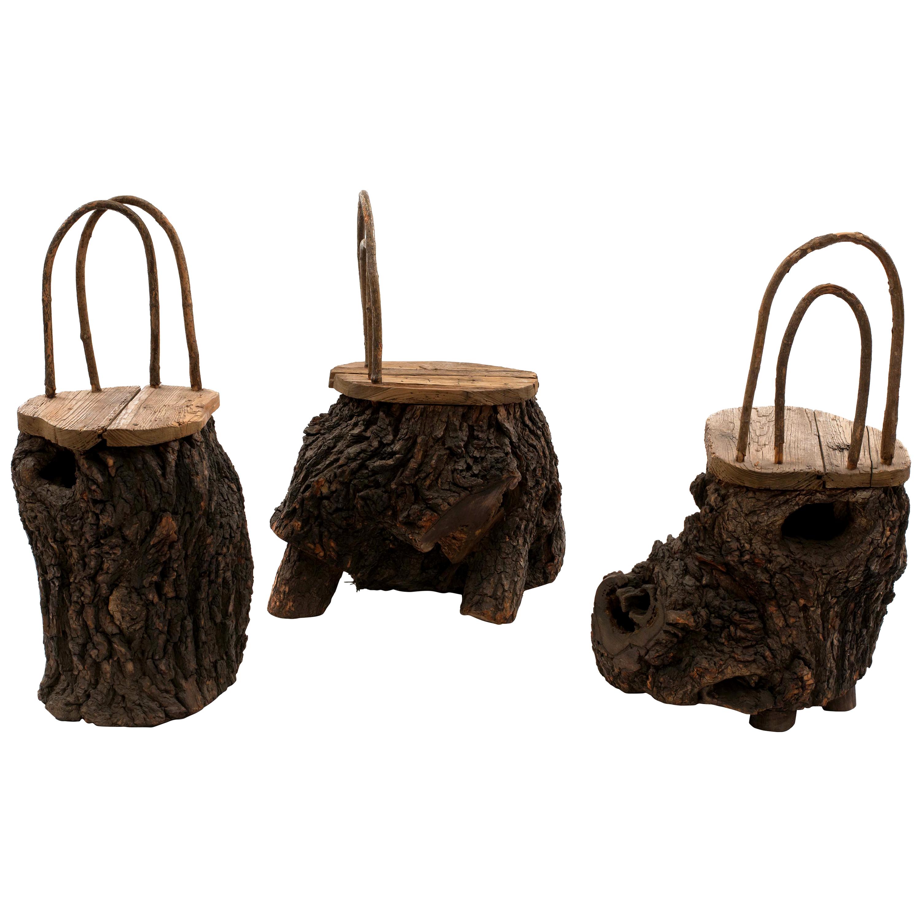 Rustic Continental Tree Trunk Side Chairs