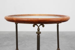 Rustic Copper and Walnut Serving Trolley with Glass Top, France ca. 1900