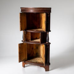 19th Century Rustic Corner Cupboard, Dark Red & Black Antique Finish