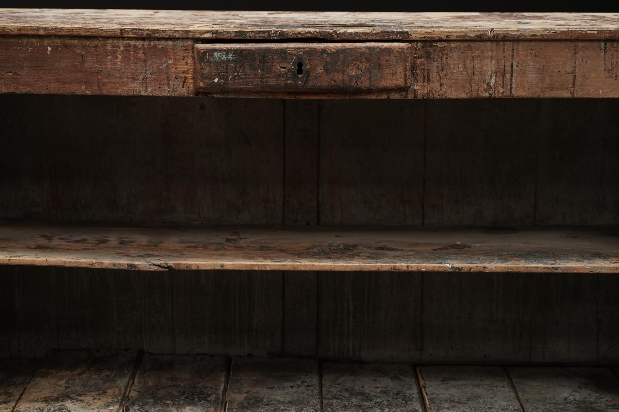 Painted Rustic Counter with Decorative Motif For Sale