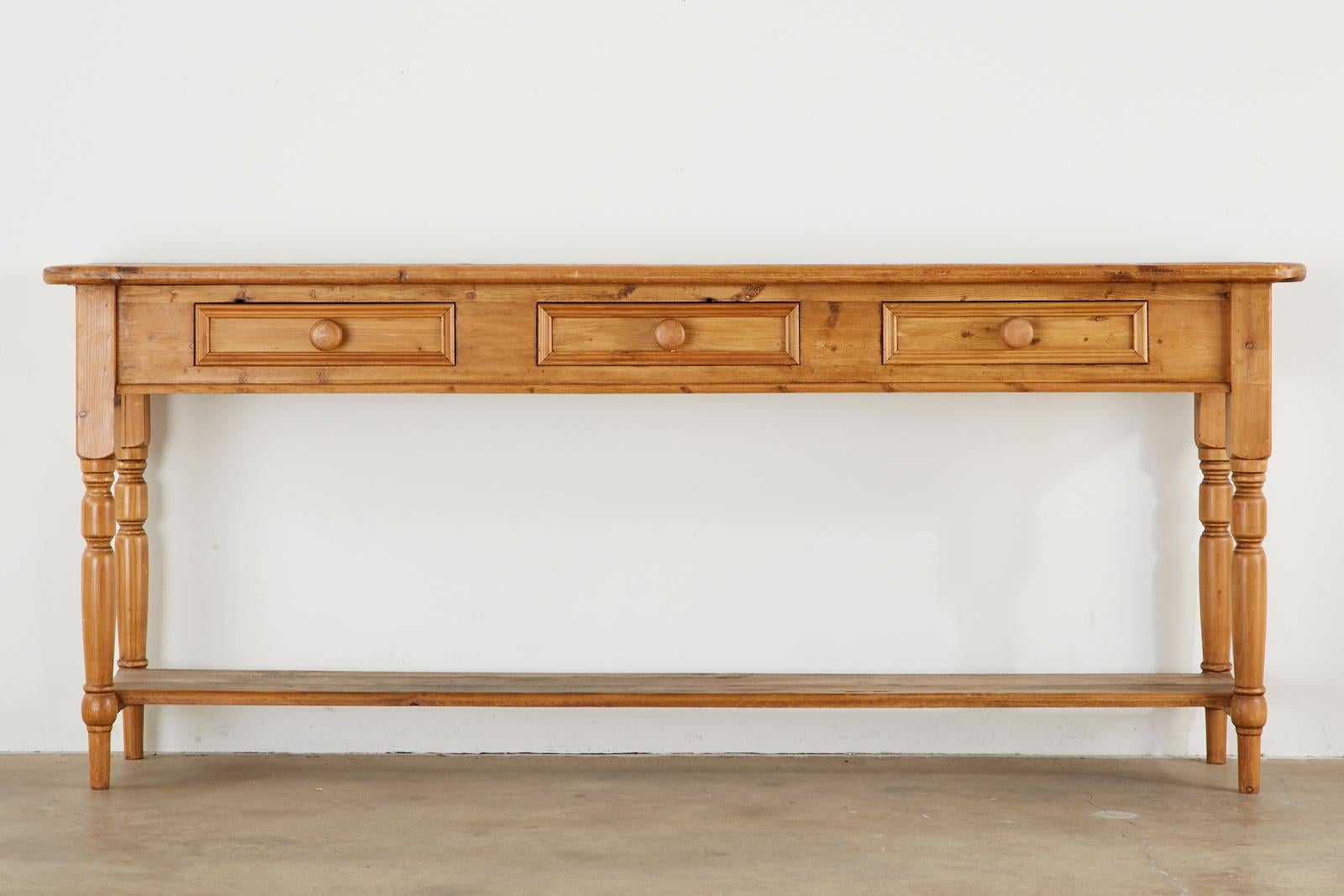 pine console table