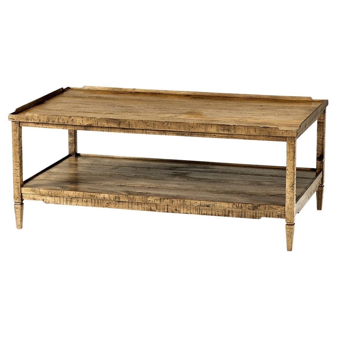 Rustic Country Coffee Table, Medium Drift For Sale