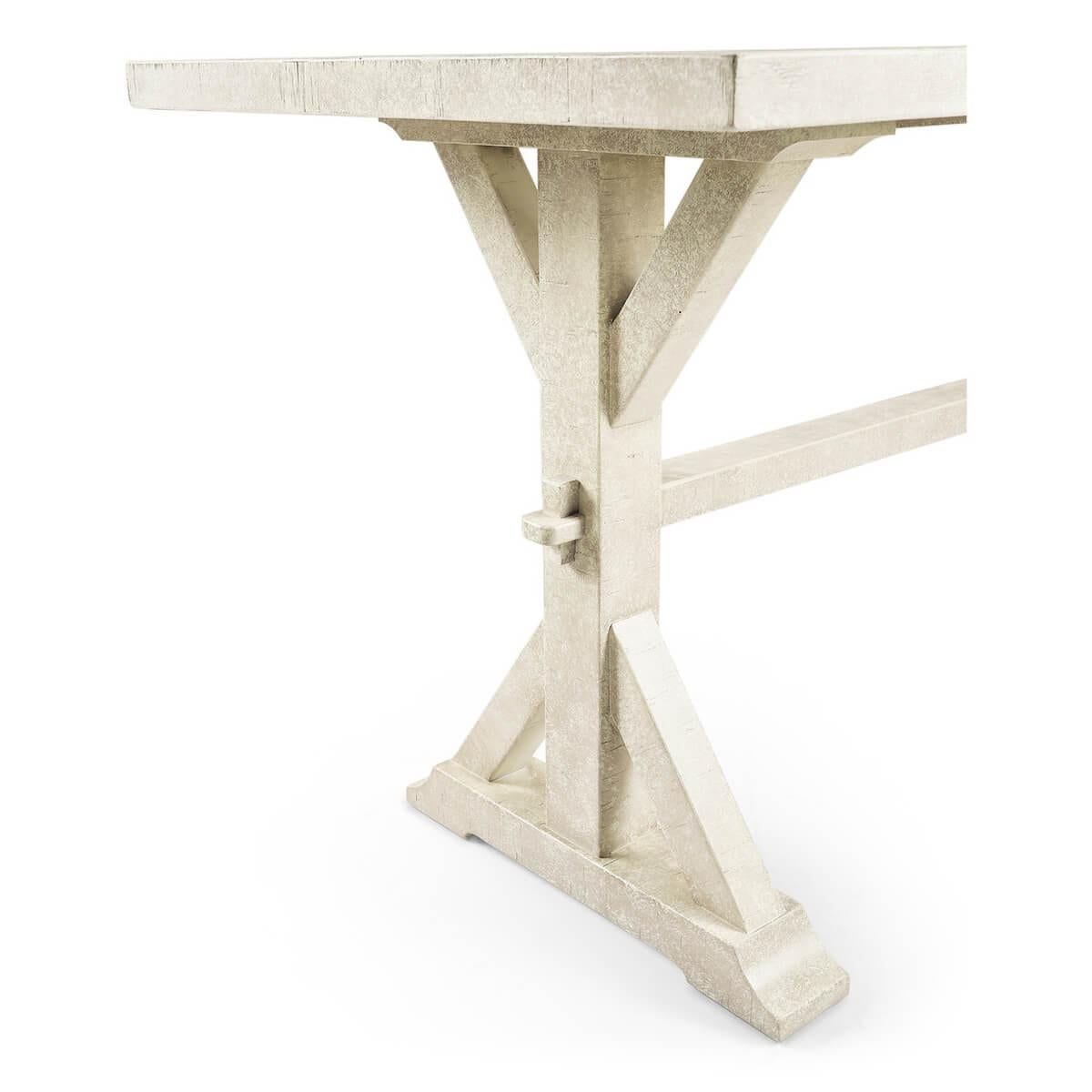 Contemporary Rustic Country Dining Table, Whitewash
