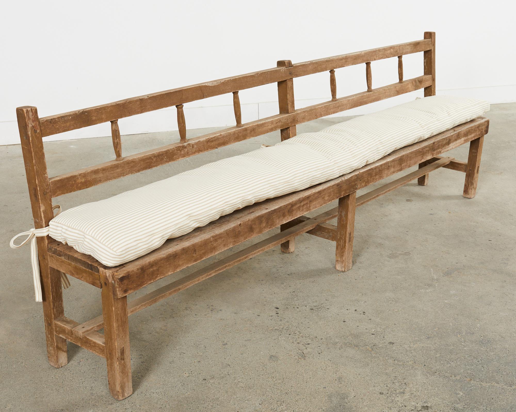 Rustic Country English Provincial Pine Bench Seat 4
