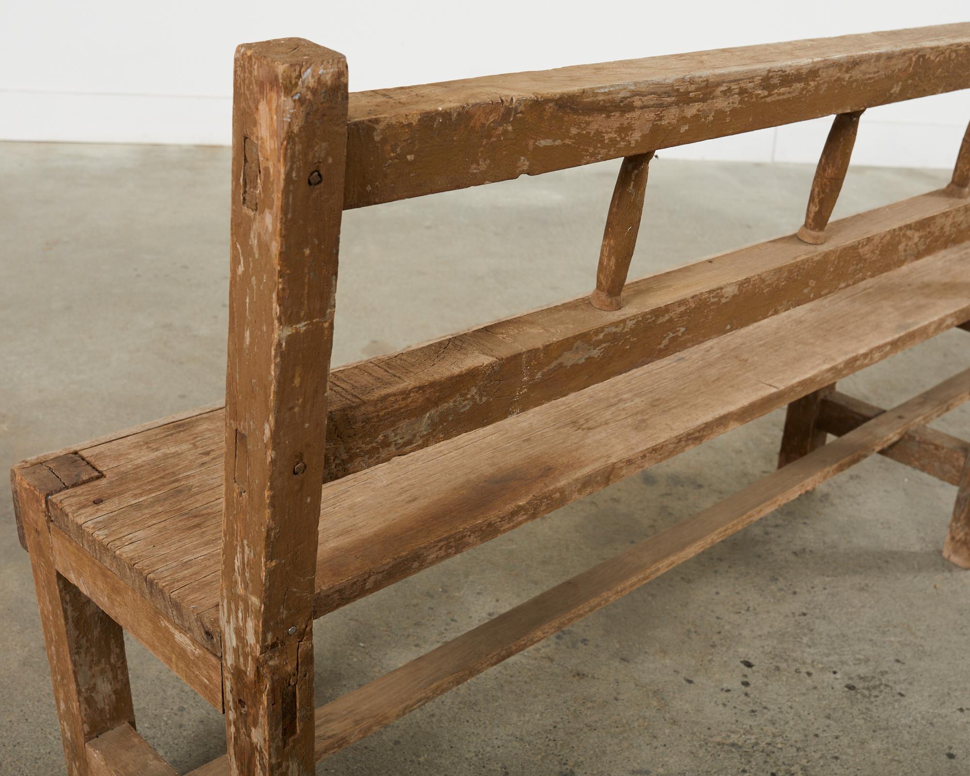 Rustic Country English Provincial Pine Bench Seat 9