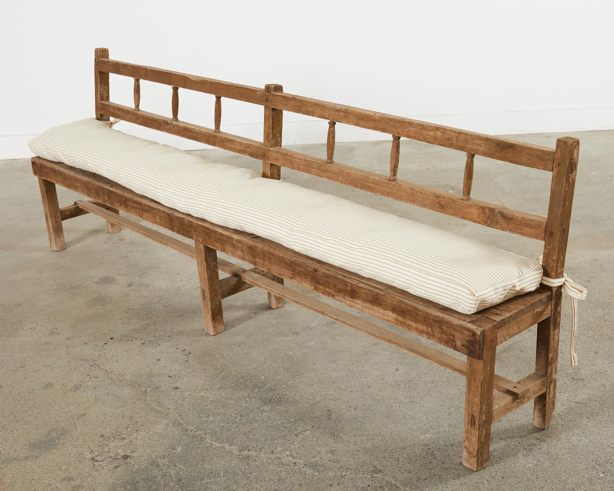 Hand-Crafted Rustic Country English Provincial Pine Bench Seat